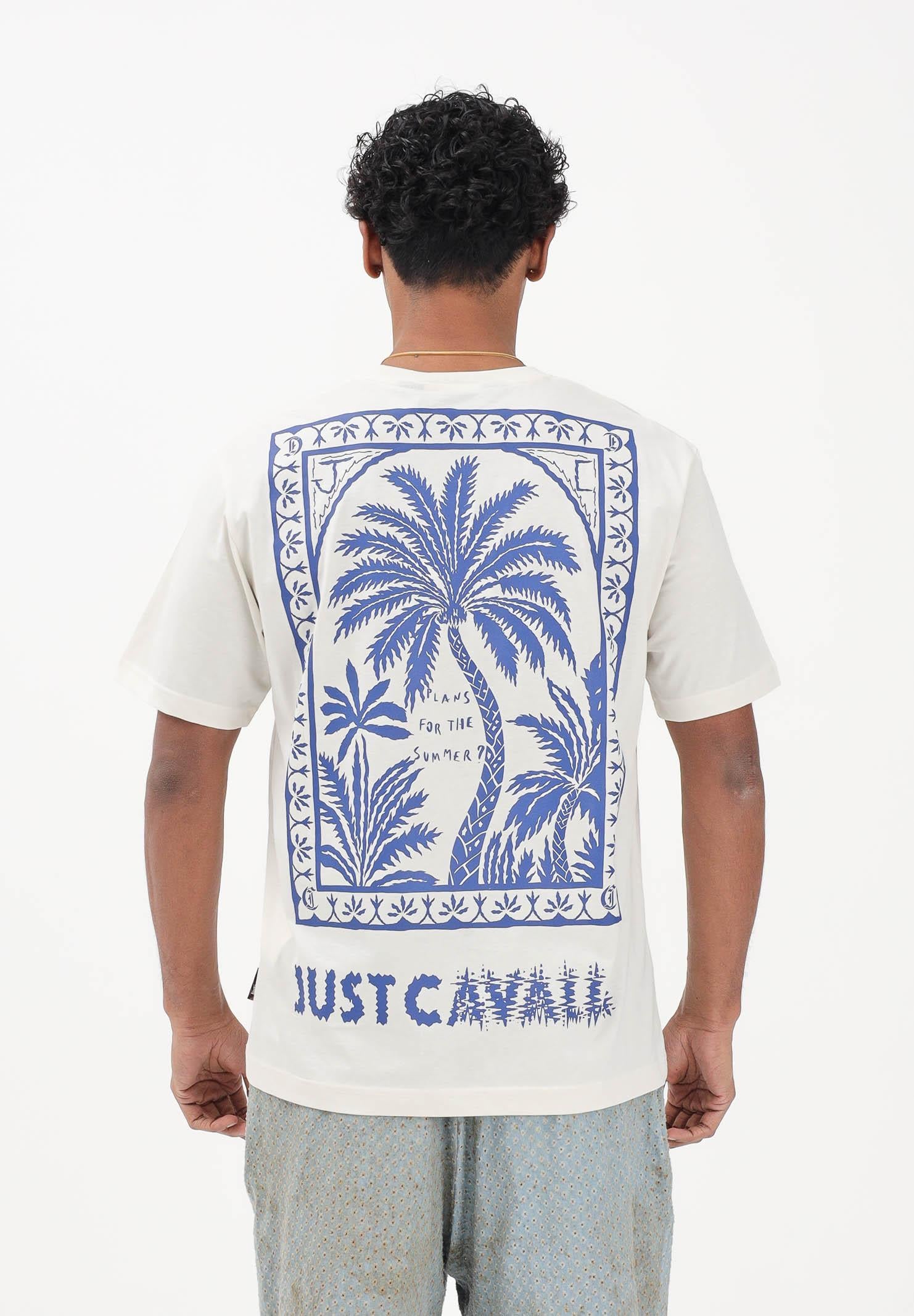 JUST CAVALLI T-shirt a manica corta bianca da uomo con maxi stampa 80OAHT23CJ500 004 JUST CAVALLI