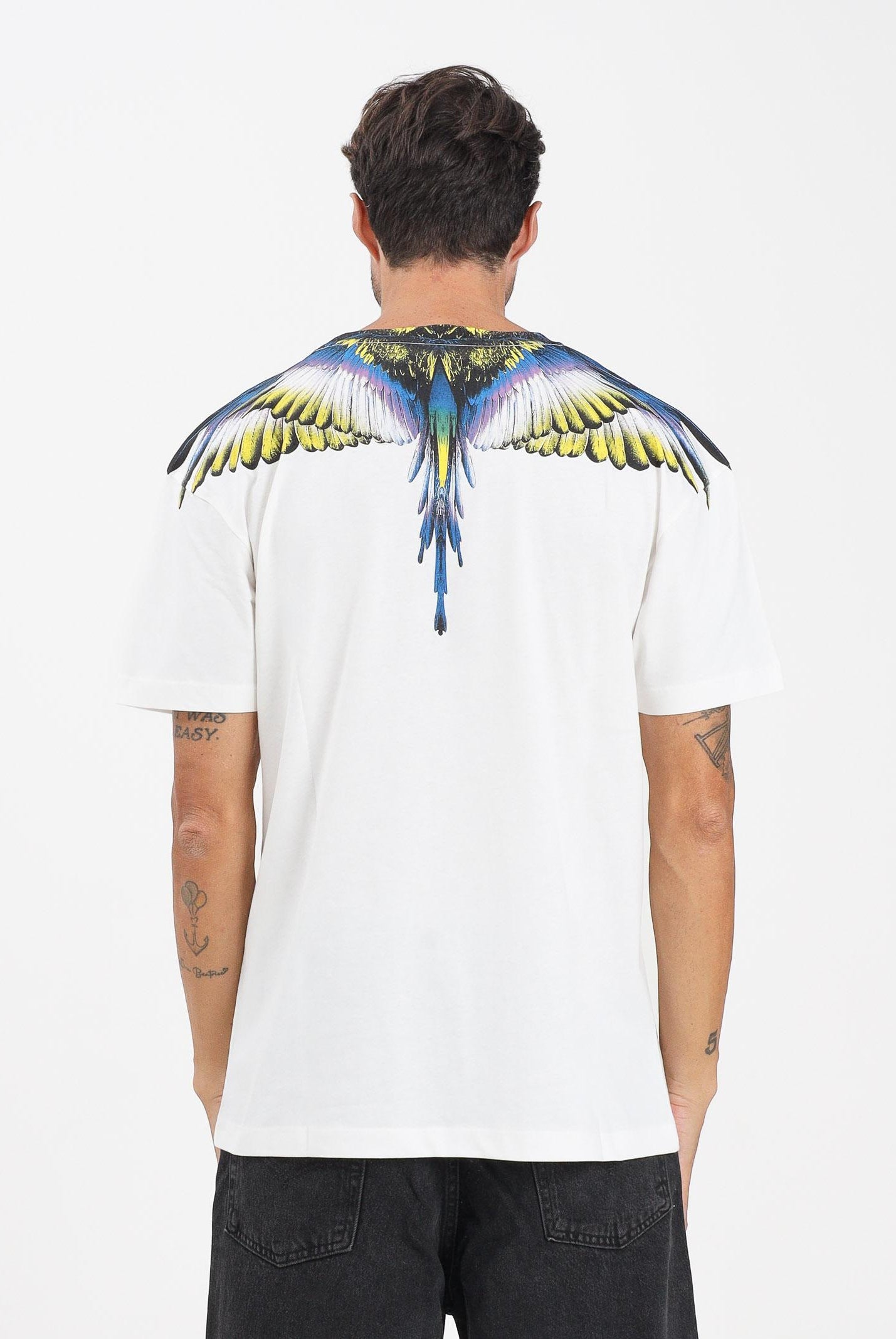 MARCELO BURLON COUNTY OF MILAN T-shirt a manica corta bianca da uomo caratterizzata dalla stampa di grandi ali F5CAMATH029 013 MARCELO BURLON COUNTY OF MILAN