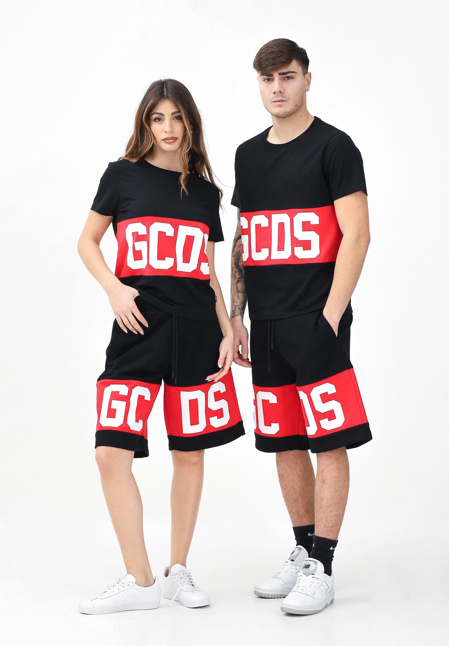 GCDS Shorts sportivo nero per uomo e donna con logo Z0MLQL228F004 999R GCDS