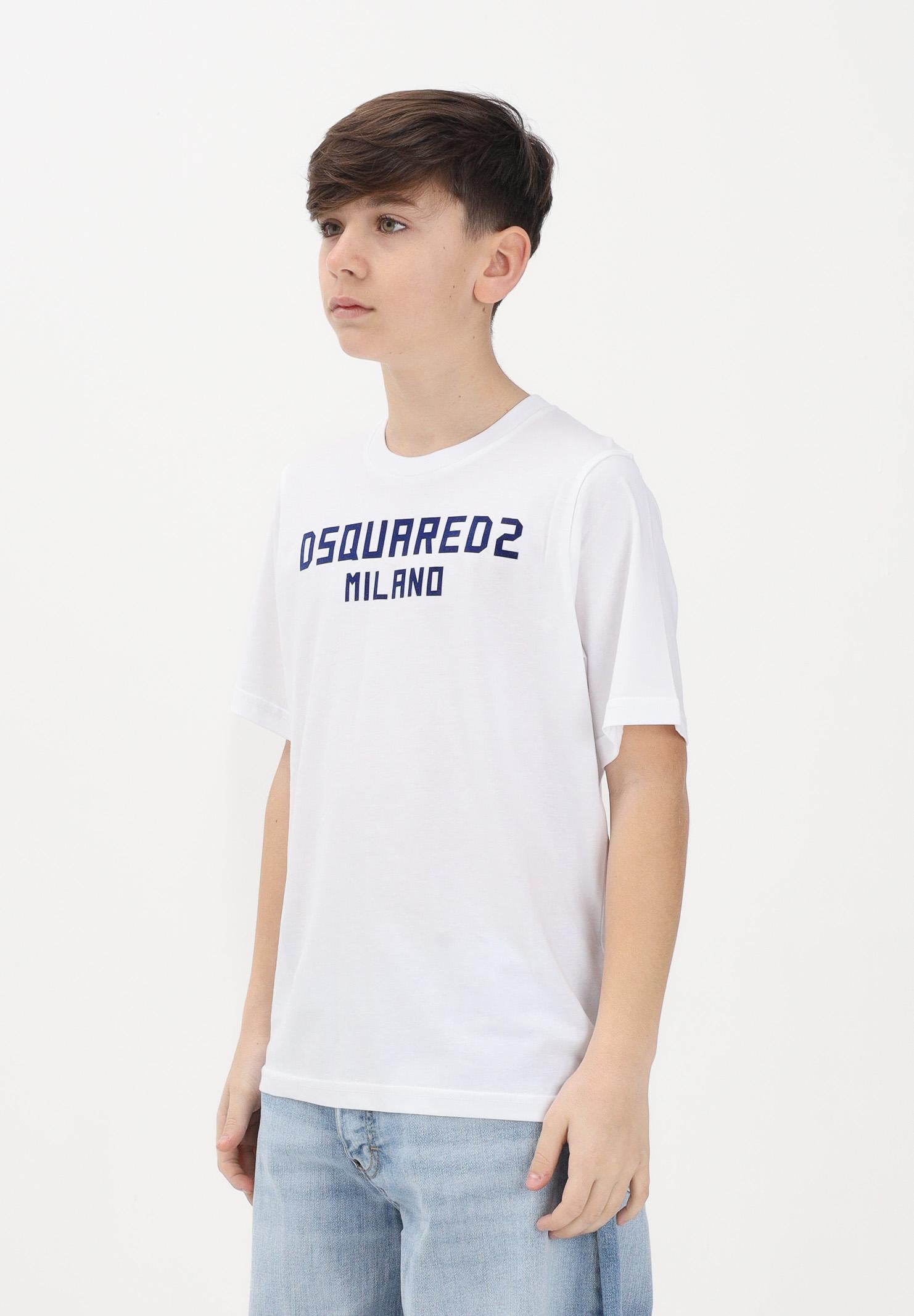 DSQUARED2 T-shirt a manica corta bianca per donna, ragazzi e bambini con stampa logo DQ3164D0015 DQ100 DSQUARED2