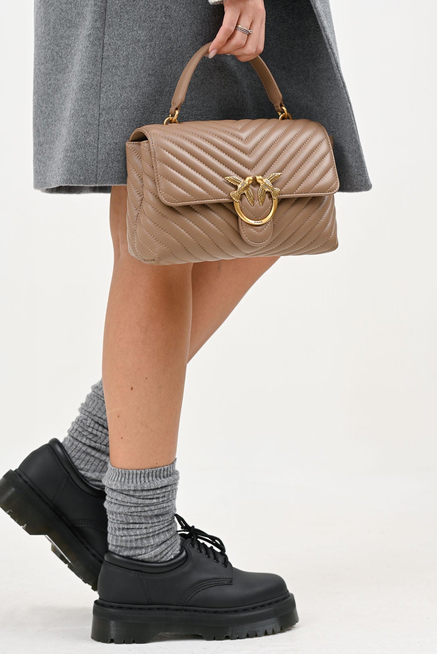 PINKO Borsa a mano Classic Love Bag Puff da donna in nappa trapuntata biscotto 100043A0GK D01Q PINKO