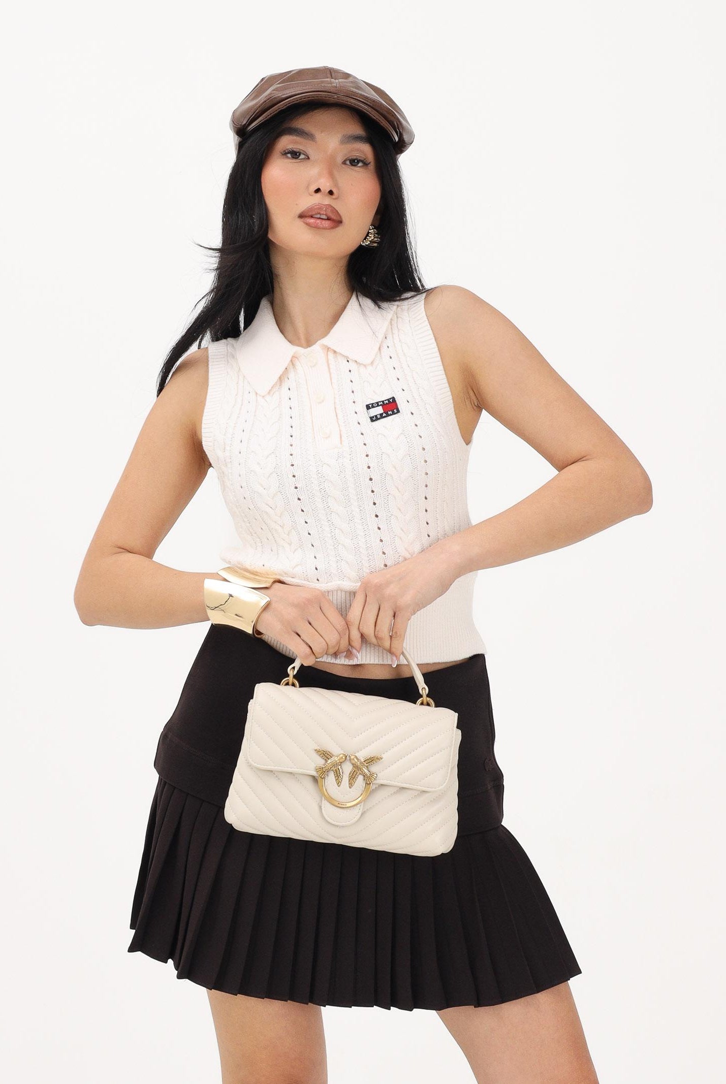 TOMMY JEANS Top in maglia panna da donna DW0DW22318 YBH TOMMY JEANS