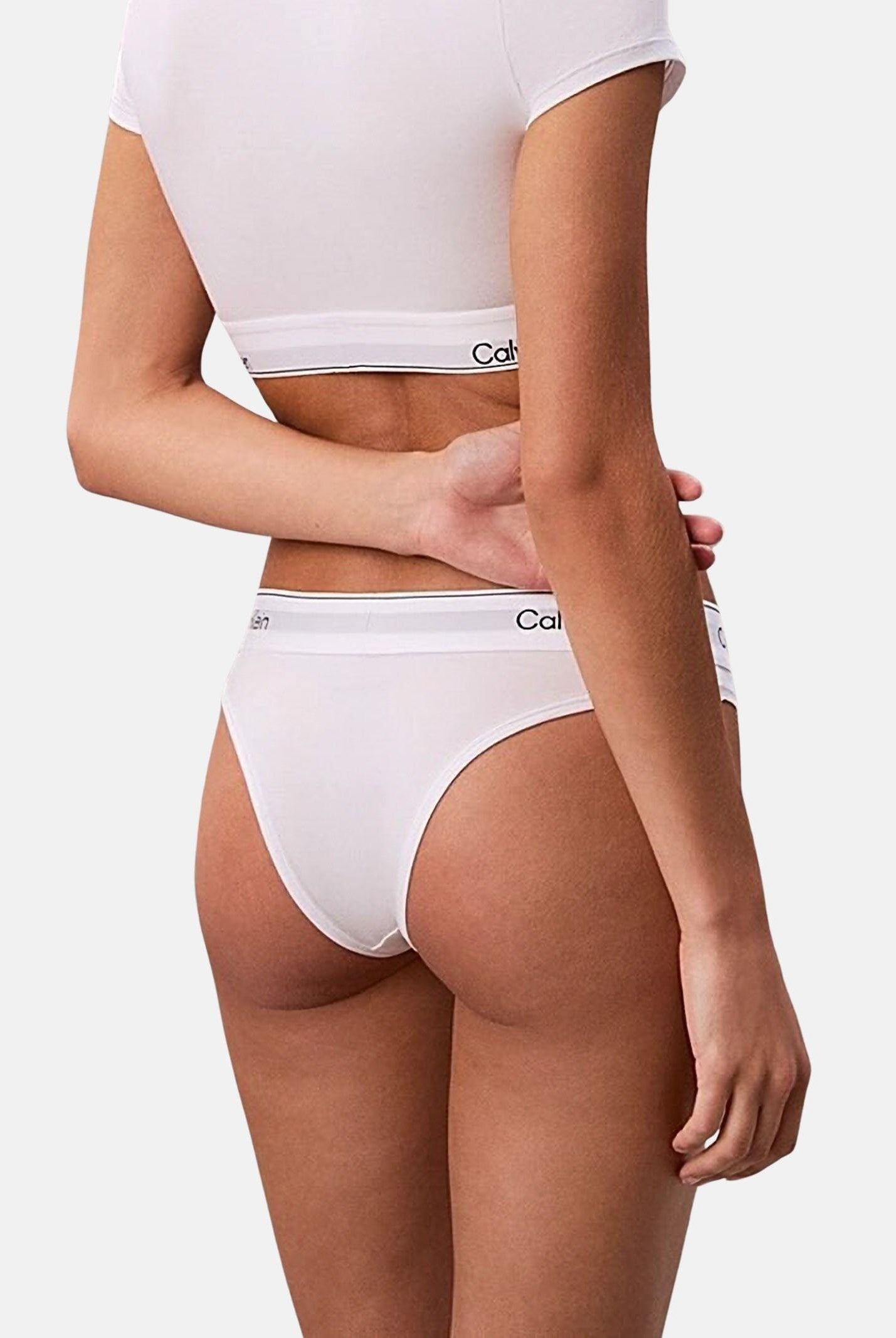 CALVIN KLEIN Slip bianco da donna con fascia elastica logata LV00QF8522 100 CALVIN KLEIN