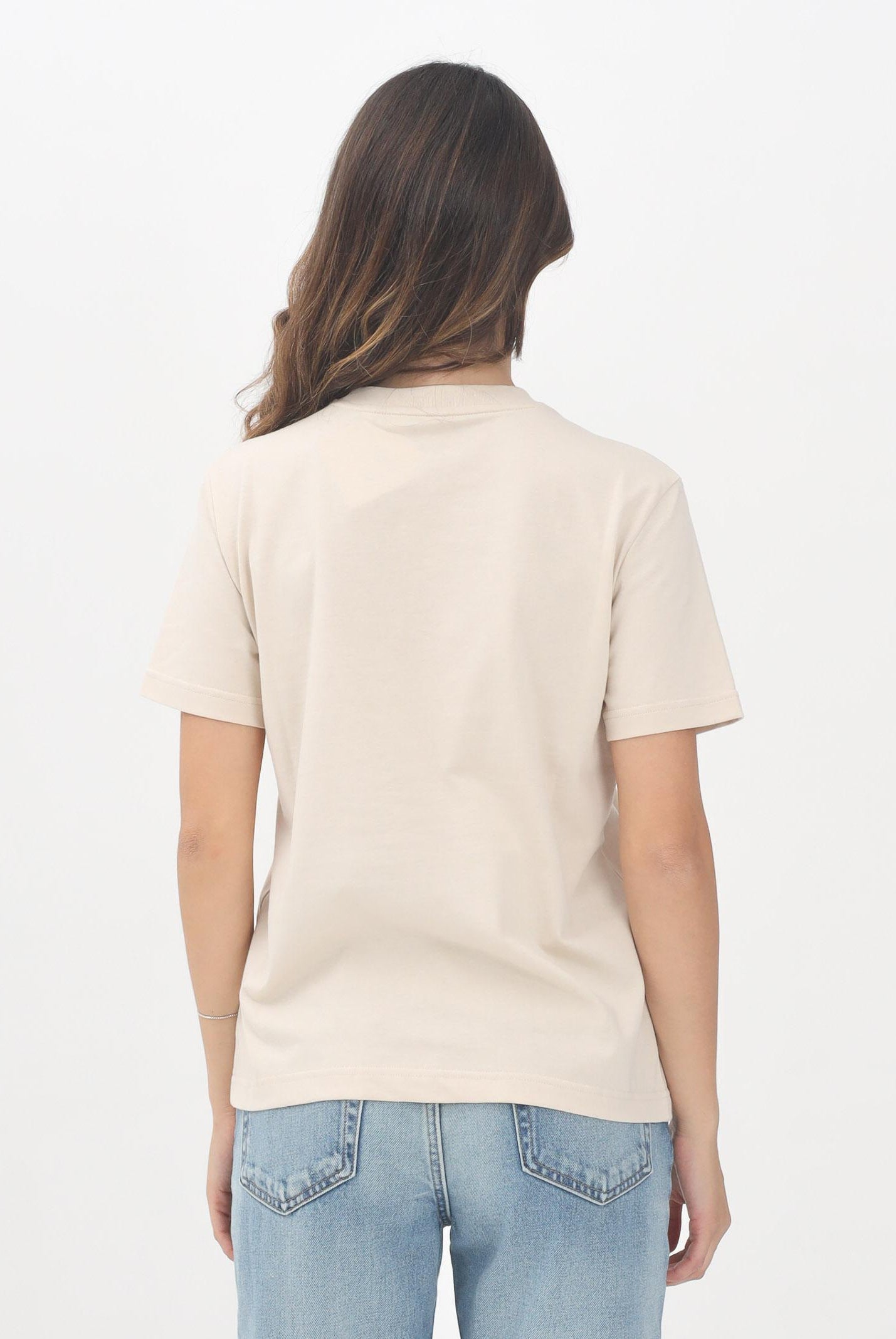 CALVIN KLEIN JEANS T-shirt a manica corta beige da donna con logo "CK Calvin Klein" LV047B865GC7P CALVIN KLEIN JEANS