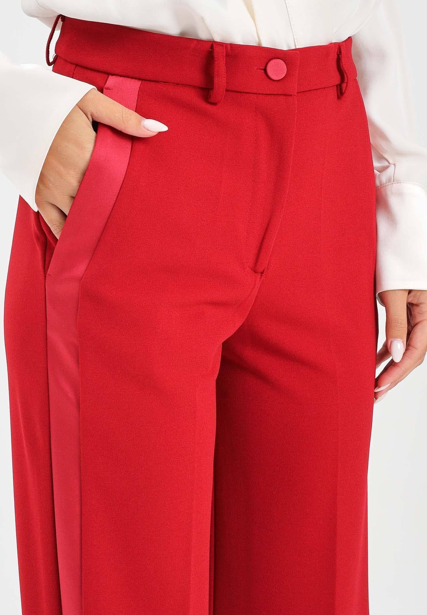 VICOLO Pantalone elegante rosso da donna con bande laterali in raso TF0305 FU35 VICOLO
