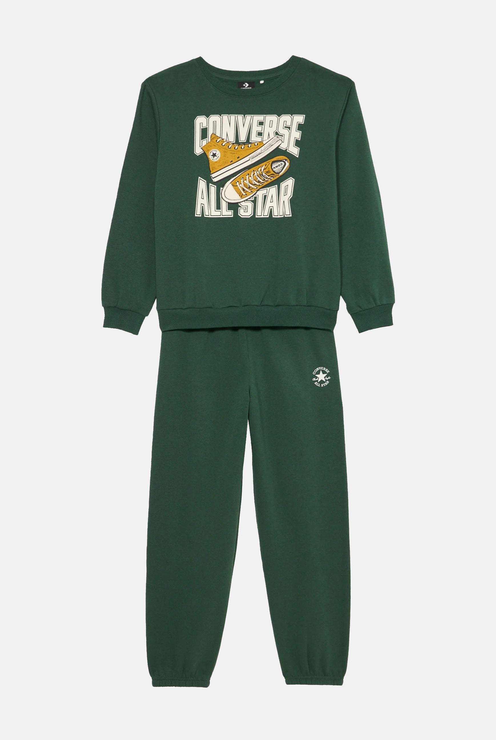 CONVERSE Tuta verde per bambino e bambina con stampa logo 9CH866 F8G CONVERSE