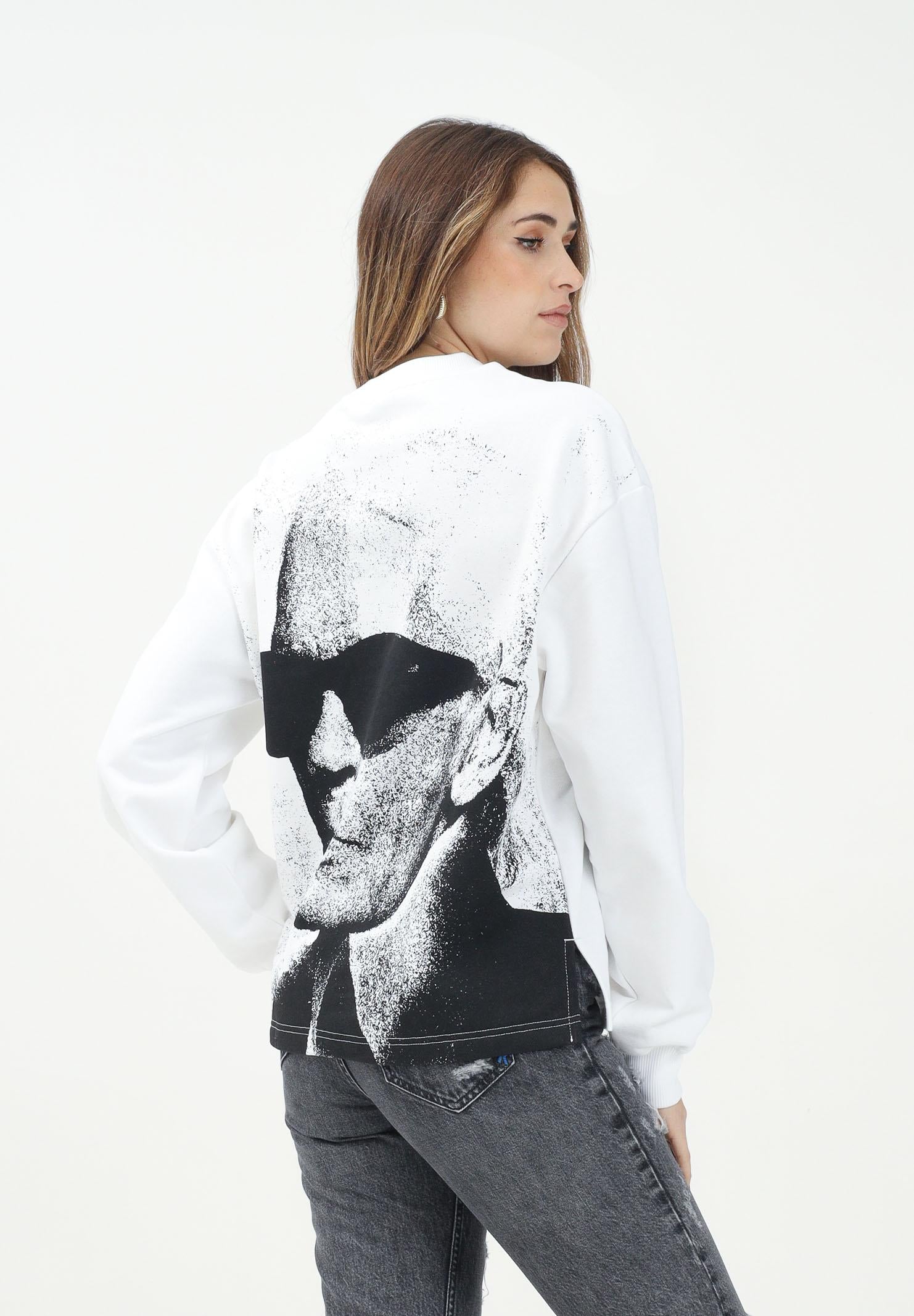 KARL LAGERFELD Felpa girocollo bianca da donna con stampa Karl Lagerfeld KLA1W20068 100 KARL LAGERFELD
