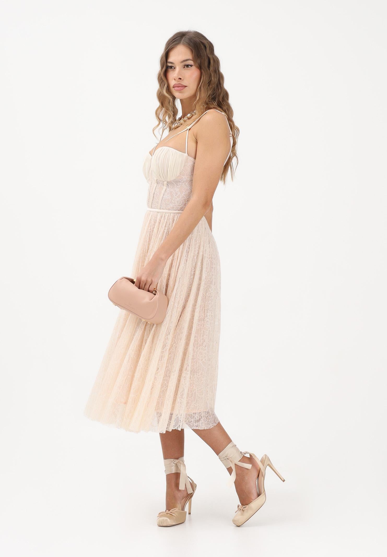 ELISABETTA FRANCHI Abito midi burro da donna realizzato in delicato pizzo AB97162E2 EG9 ELISABETTA FRANCHI