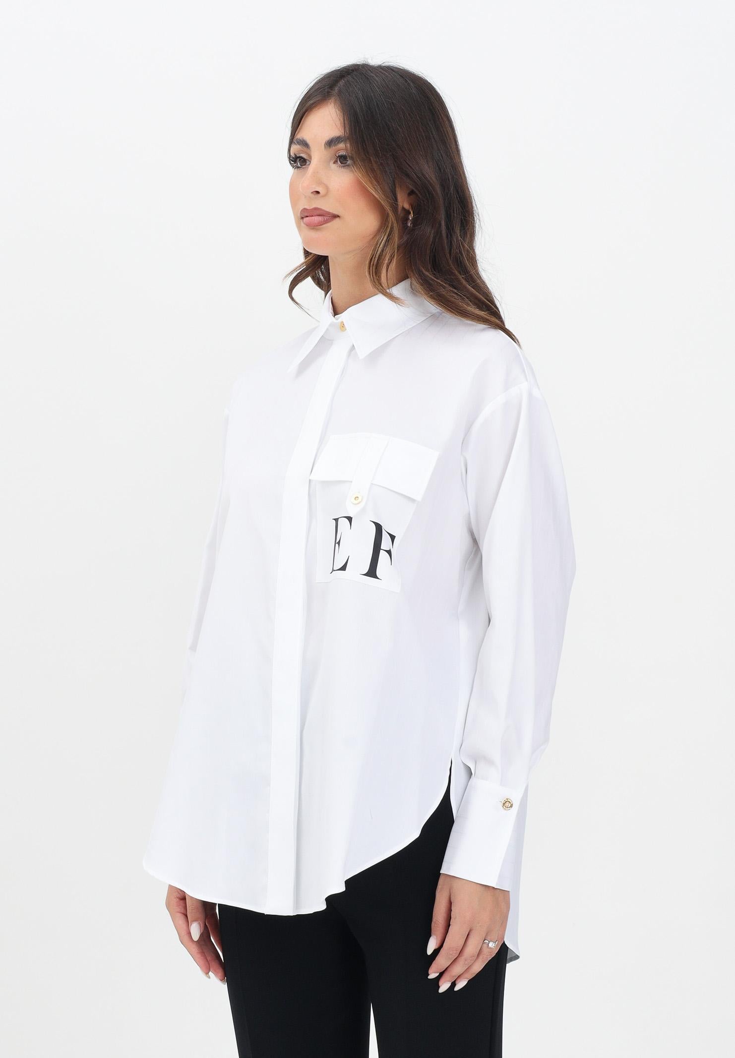 ELISABETTA FRANCHI Camicia a manica lunga bianca da donna in popeline di cotone a righe CA12156E2 100 ELISABETTA FRANCHI