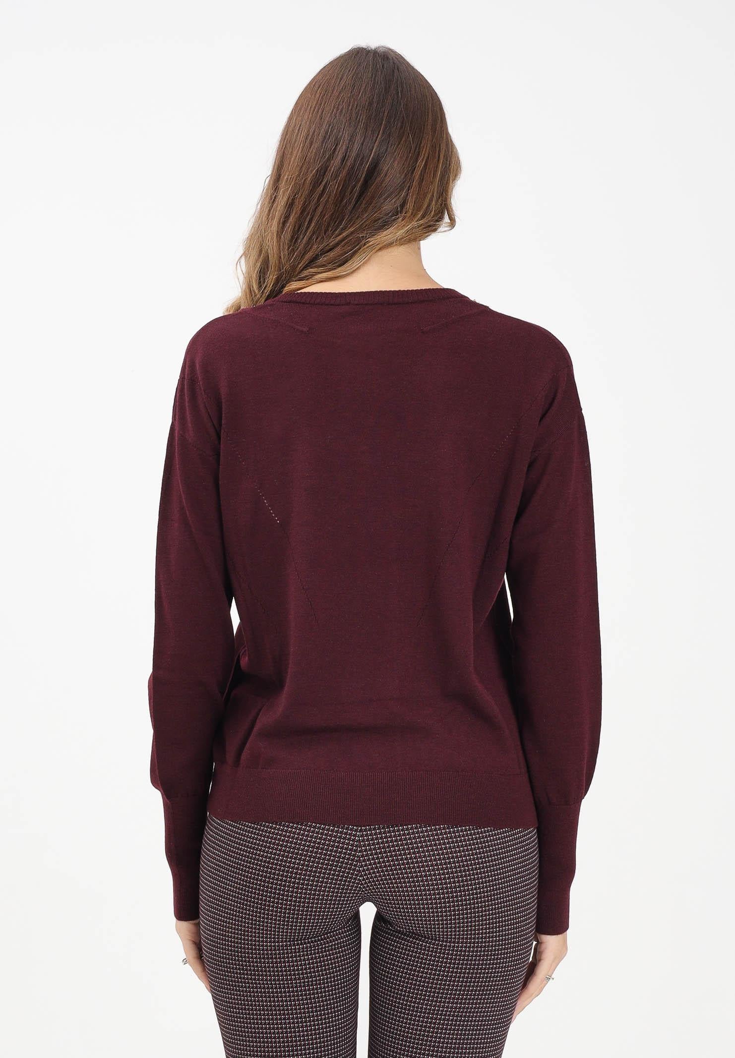 PATRIZIA PEPE Maglioncino scollo a V bordeaux da donna con applicazioni FLY 8K0331KM36 M536 PATRIZIA PEPE