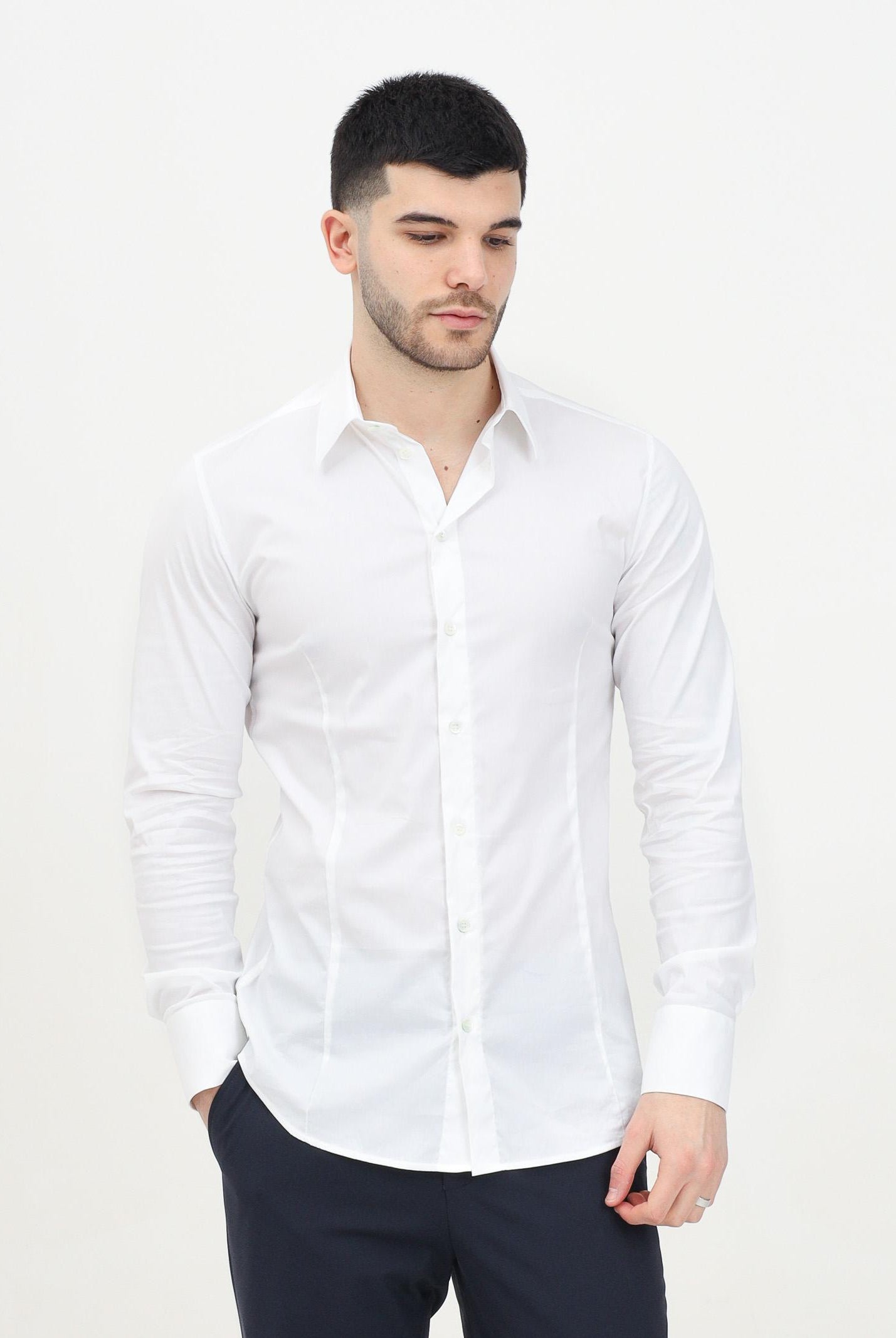 Camicia a manica lunga bianca da uomo 5C0017/A01 W103 PATRIZIA PEPE