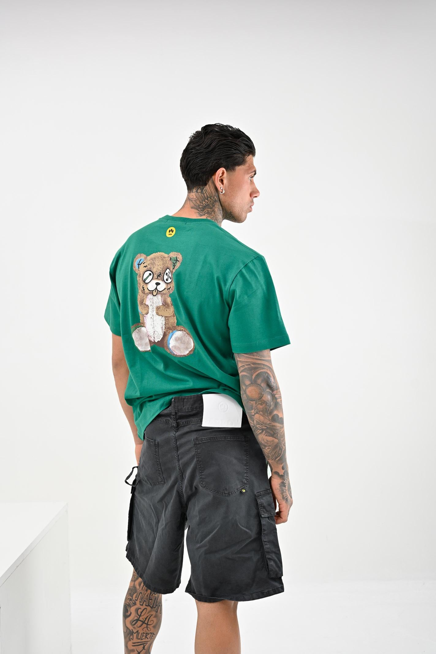 BARROW T-shirt a manica corta verde per uomo e donna con stampa teddy S5BWUATH150 BW030 BARROW