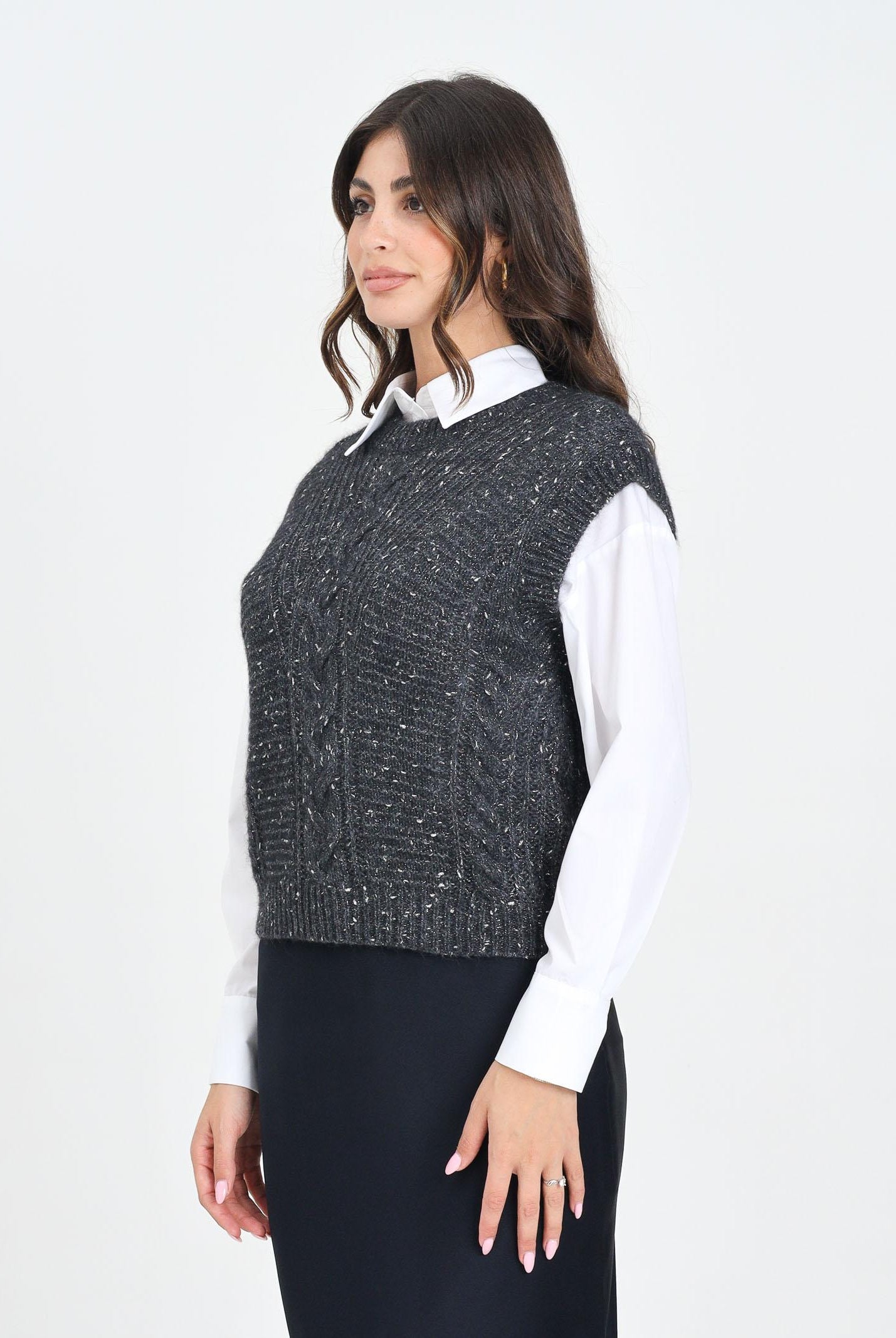 MAX MARA Gilet in maglia grossa color antracite da donna 2526356032600 005 MAX MARA