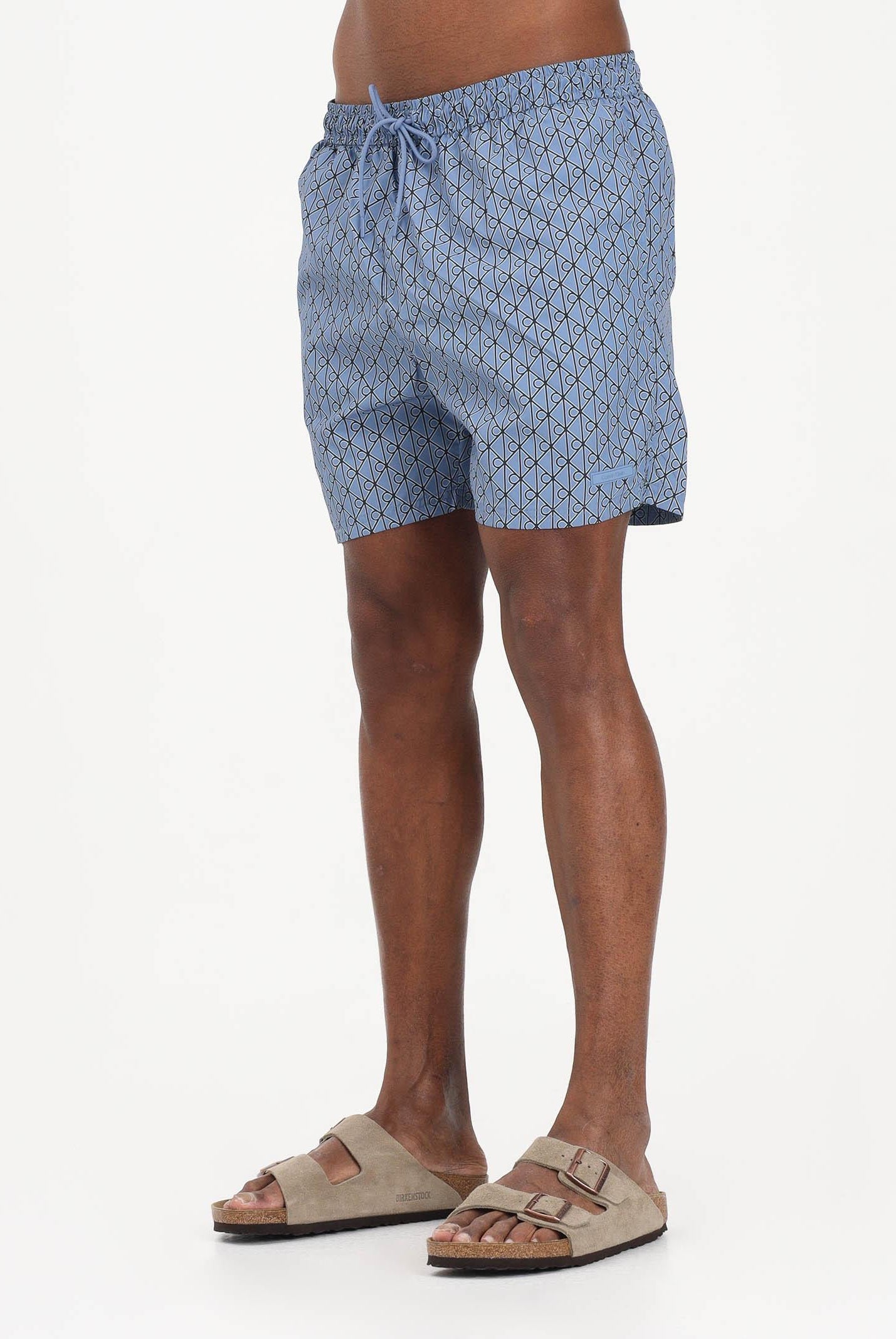 CALVIN KLEIN Shorts mare polvere da uomo con micro fantasia monogram LV00N61027 32W CALVIN KLEIN