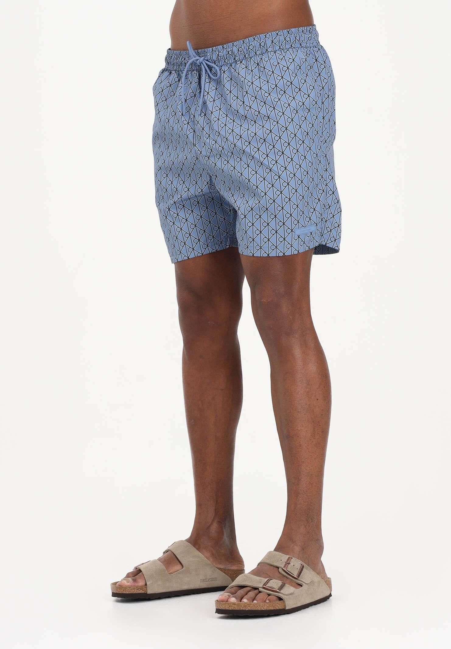 CALVIN KLEIN Shorts mare polvere da uomo con micro fantasia monogram LV00N61027 32W CALVIN KLEIN