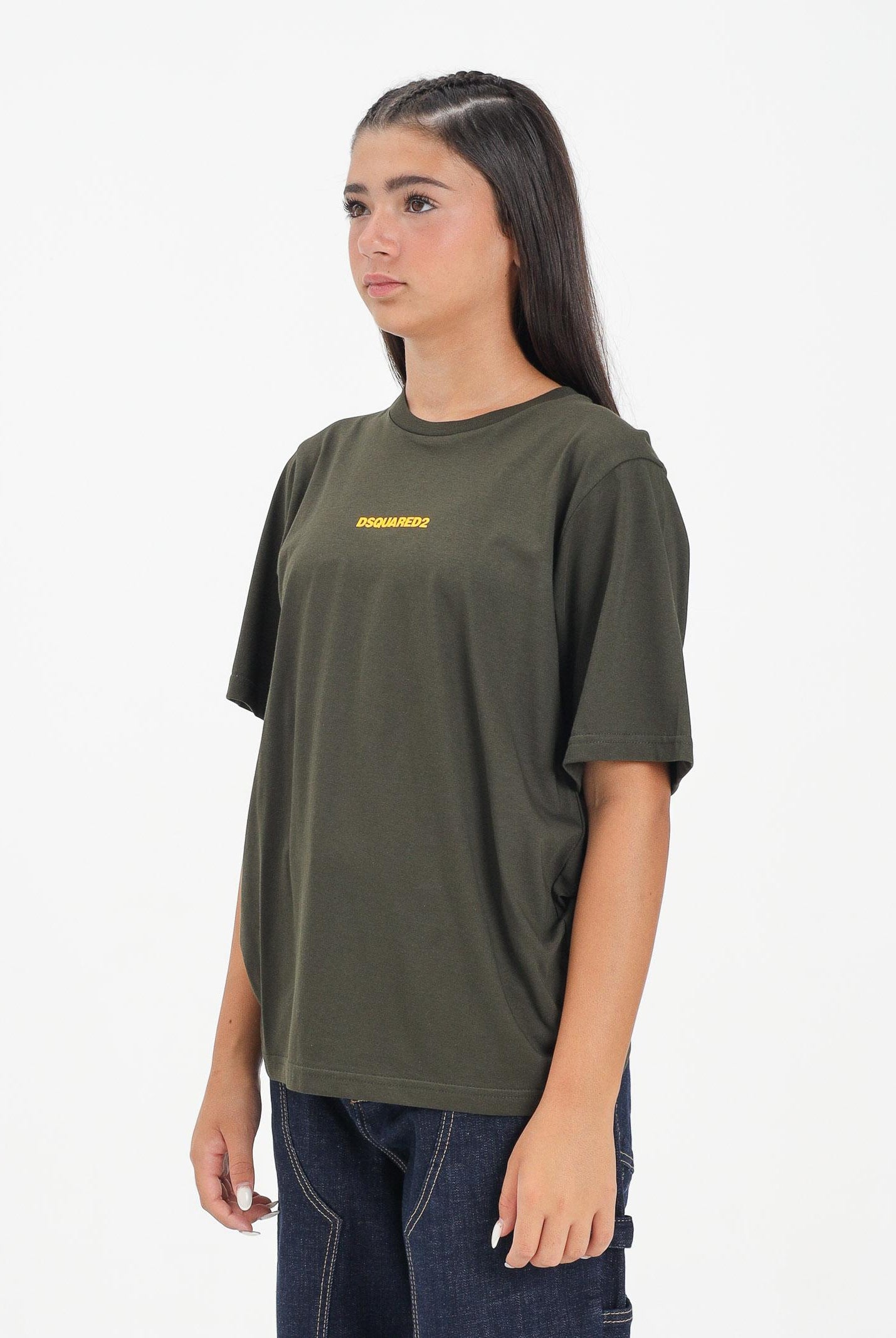 DSQUARED2 T-shirt a manica corta verde per donna, ragazzi e bambini con logo DSQUARED2 DQ2823D004G DQ518 DSQUARED2