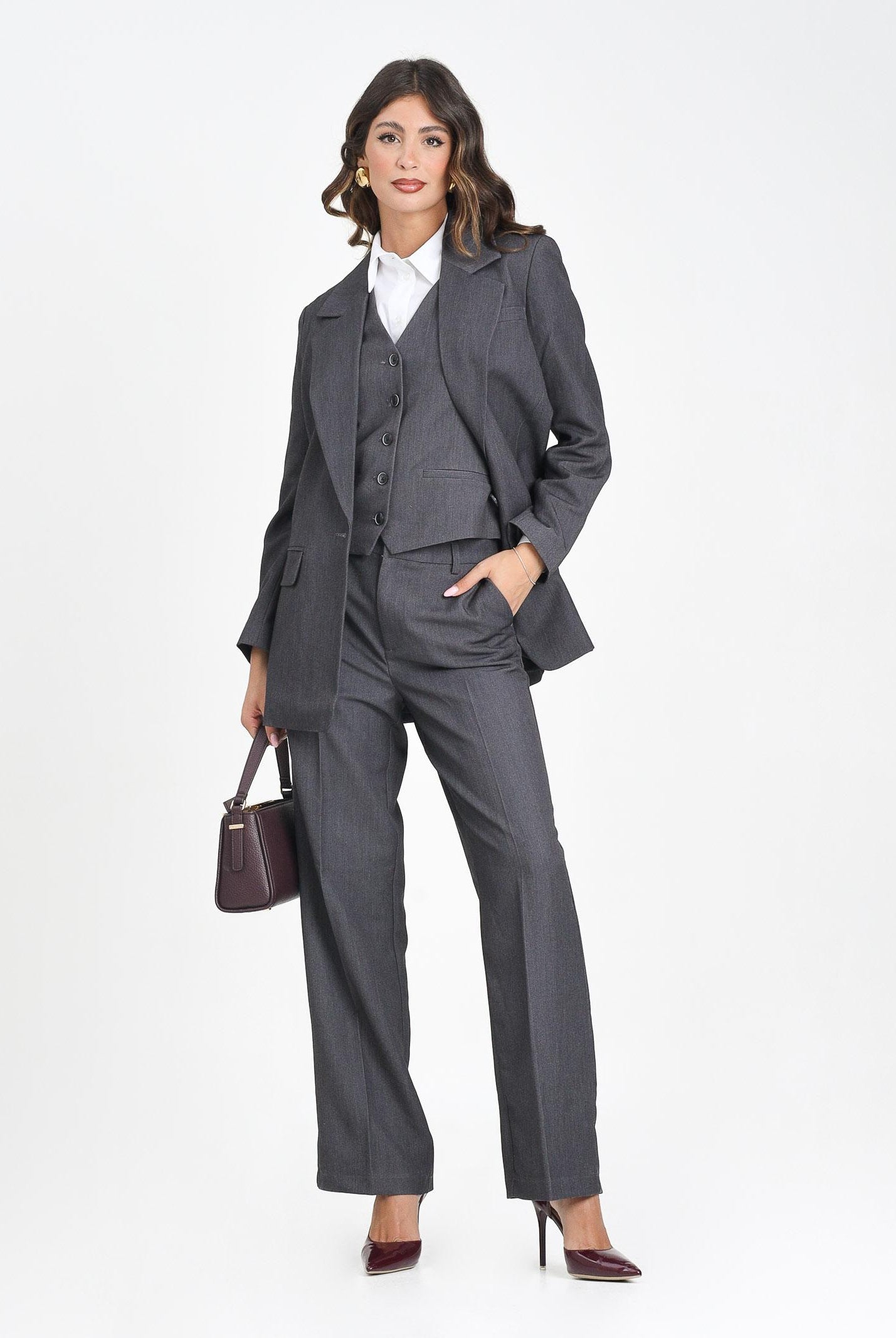 ONLY Pantalone elegante grigio da donna 15318089 DarkGreyMel ONLY