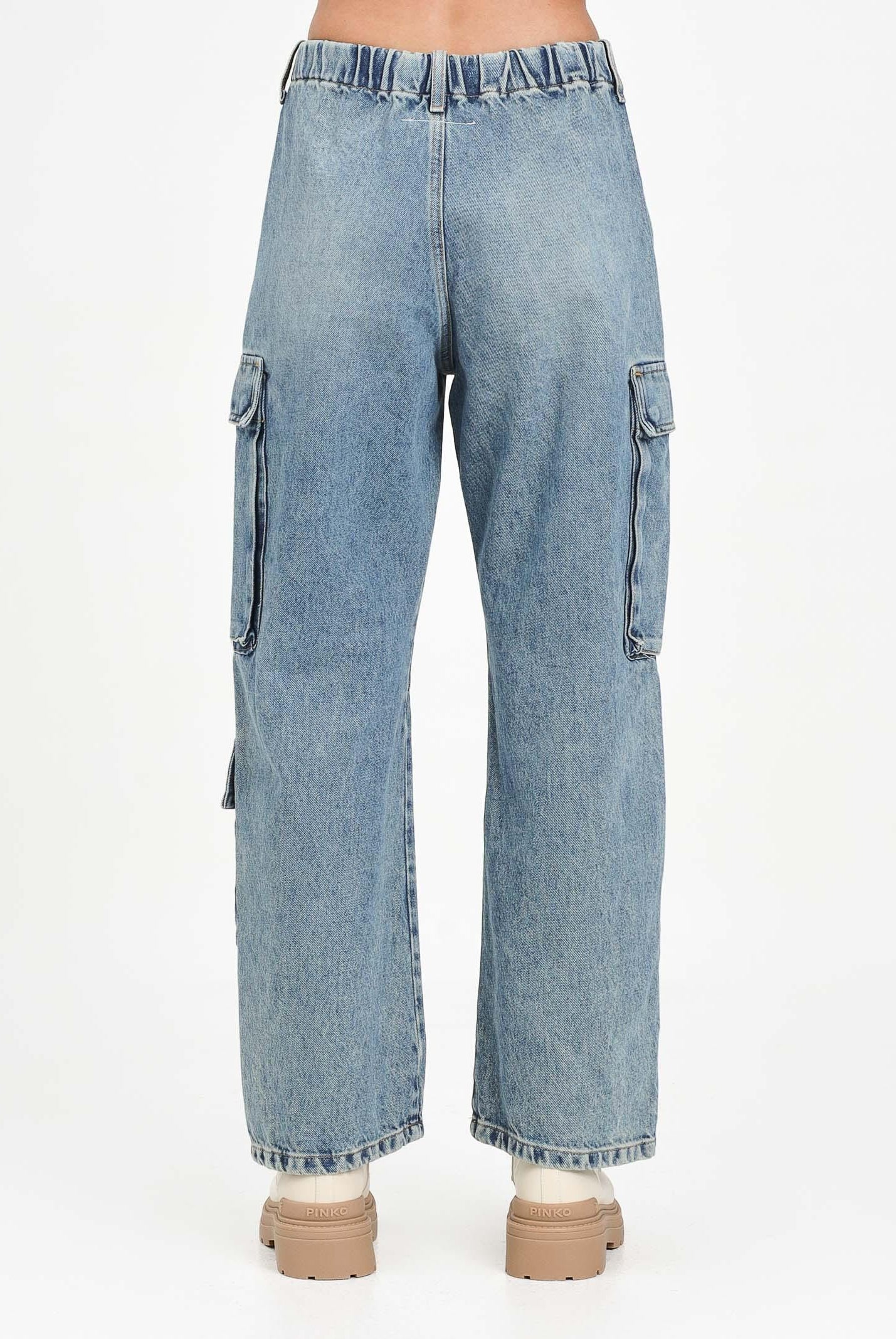 MAISON MARGIELA Jeans cargo in denim chiaro per donna, ragazzi e bambini con Numeric logo ricamato M60793MM05V M601 MAISON MARGIELA