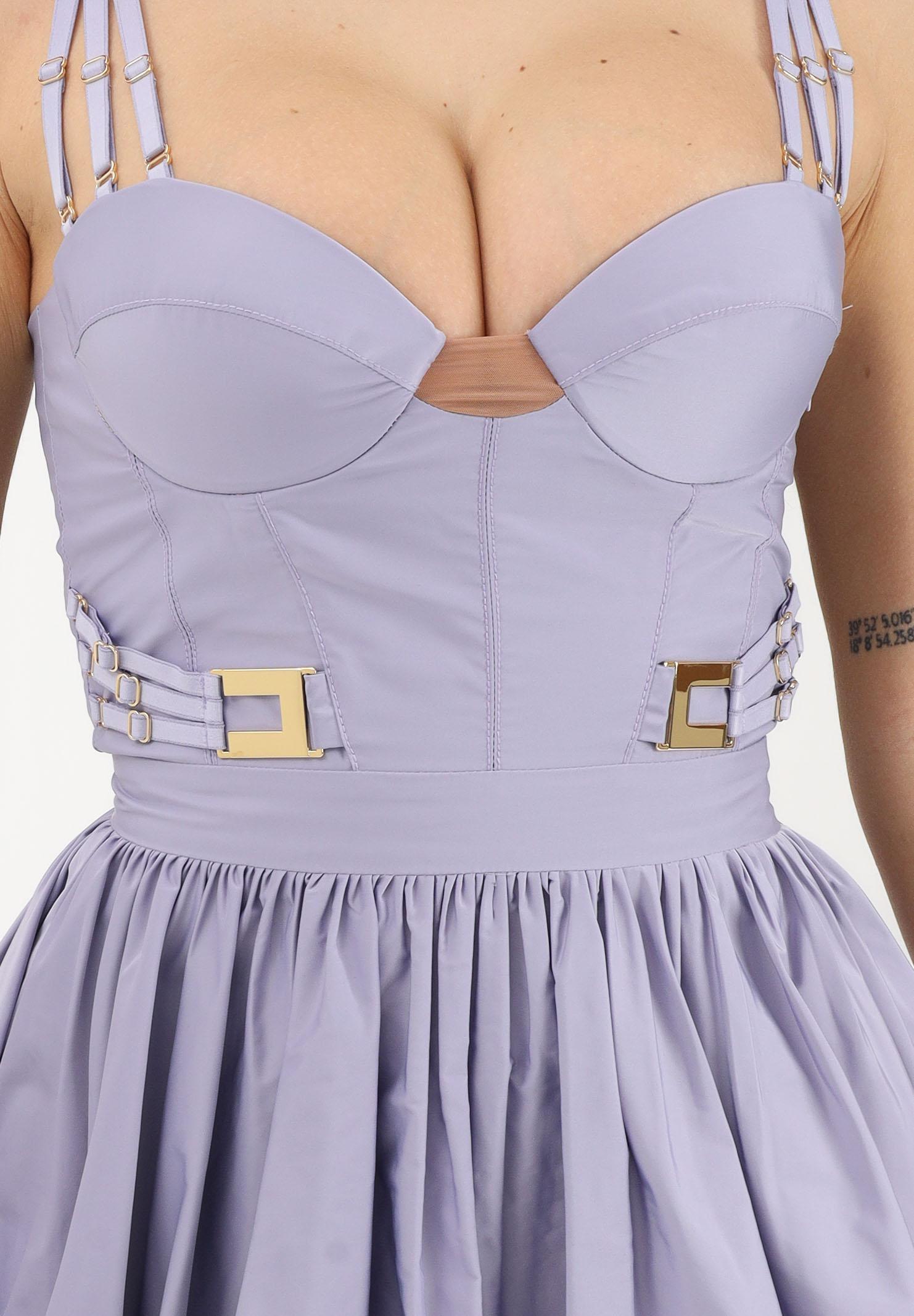 ELISABETTA FRANCHI Abito corto lilla da donna con gonna ampia a palloncino AB90961E2 EV7 ELISABETTA FRANCHI