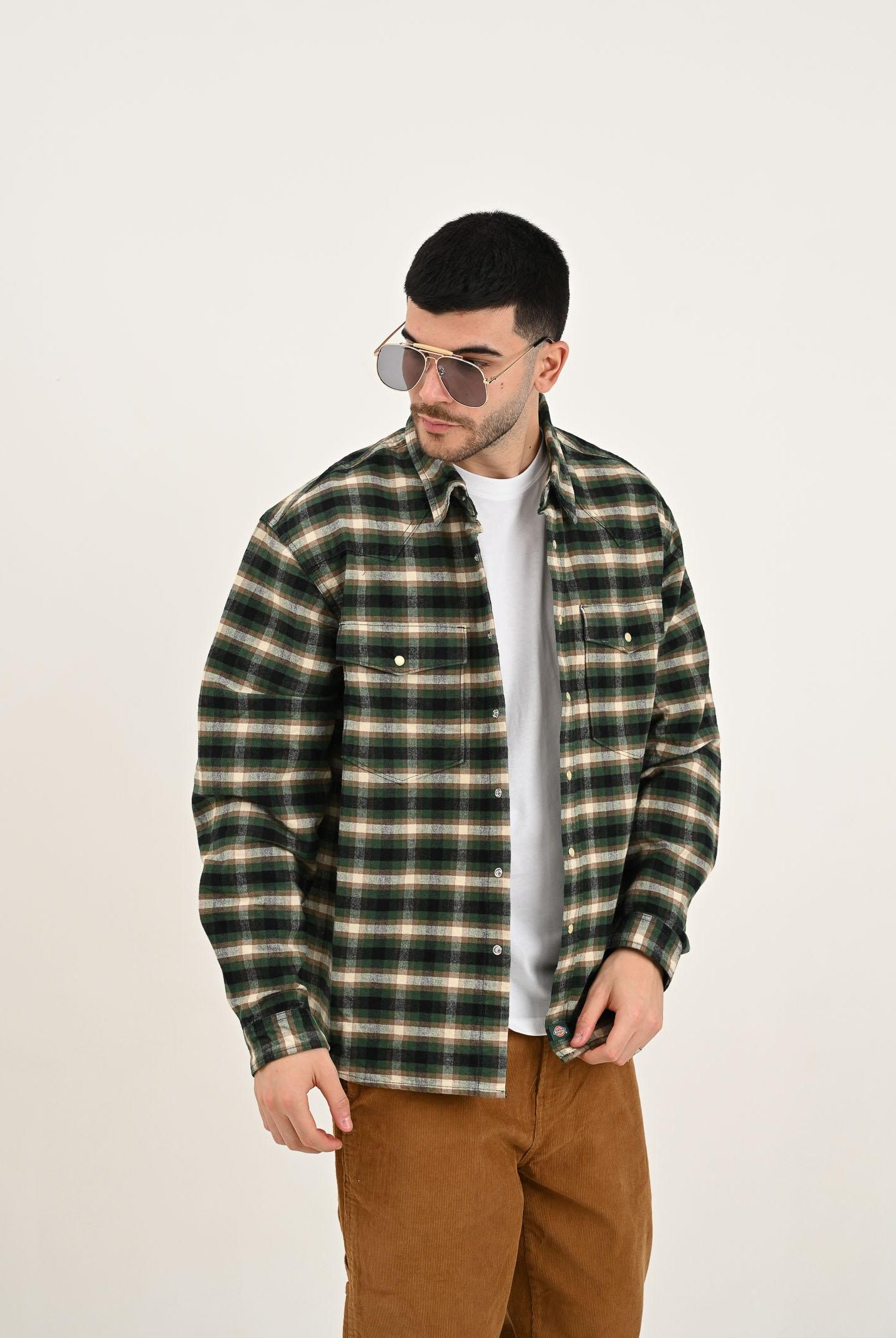 DICKIES Camicia a manica lunga JOHNSONVILLE verde da uomo DK0A87PWPIN1 DIckies