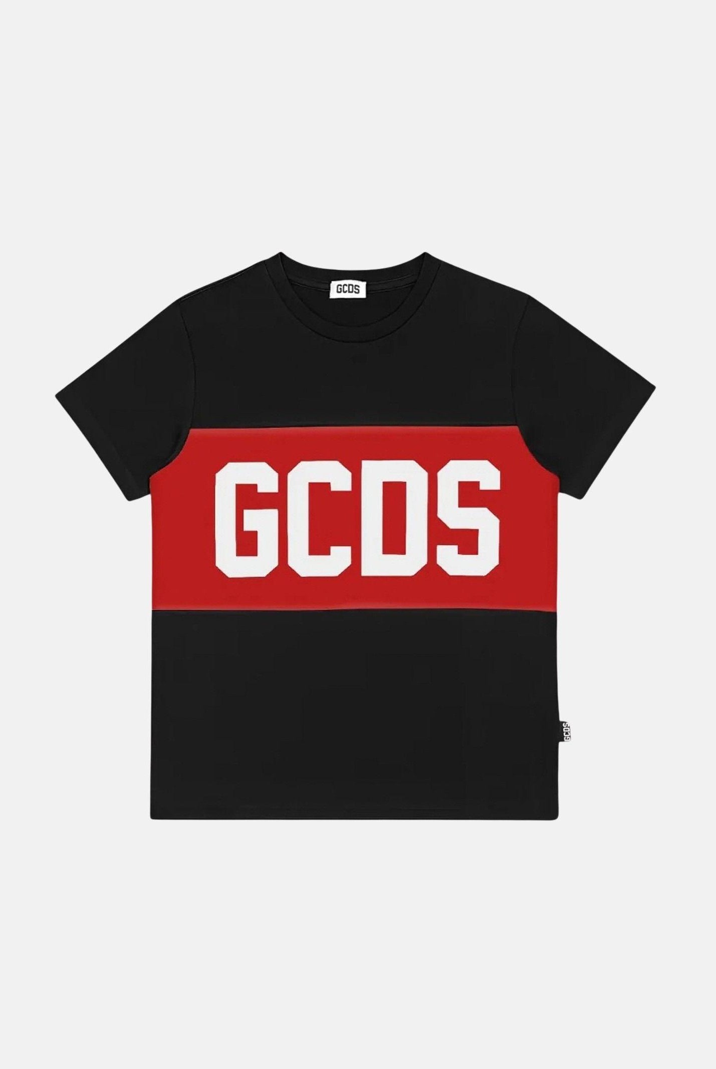 GCDS T-shirt a manica corta nera per bambino e bambina con stampa logo GCDS Z0UKQC585J105 999R GCDS