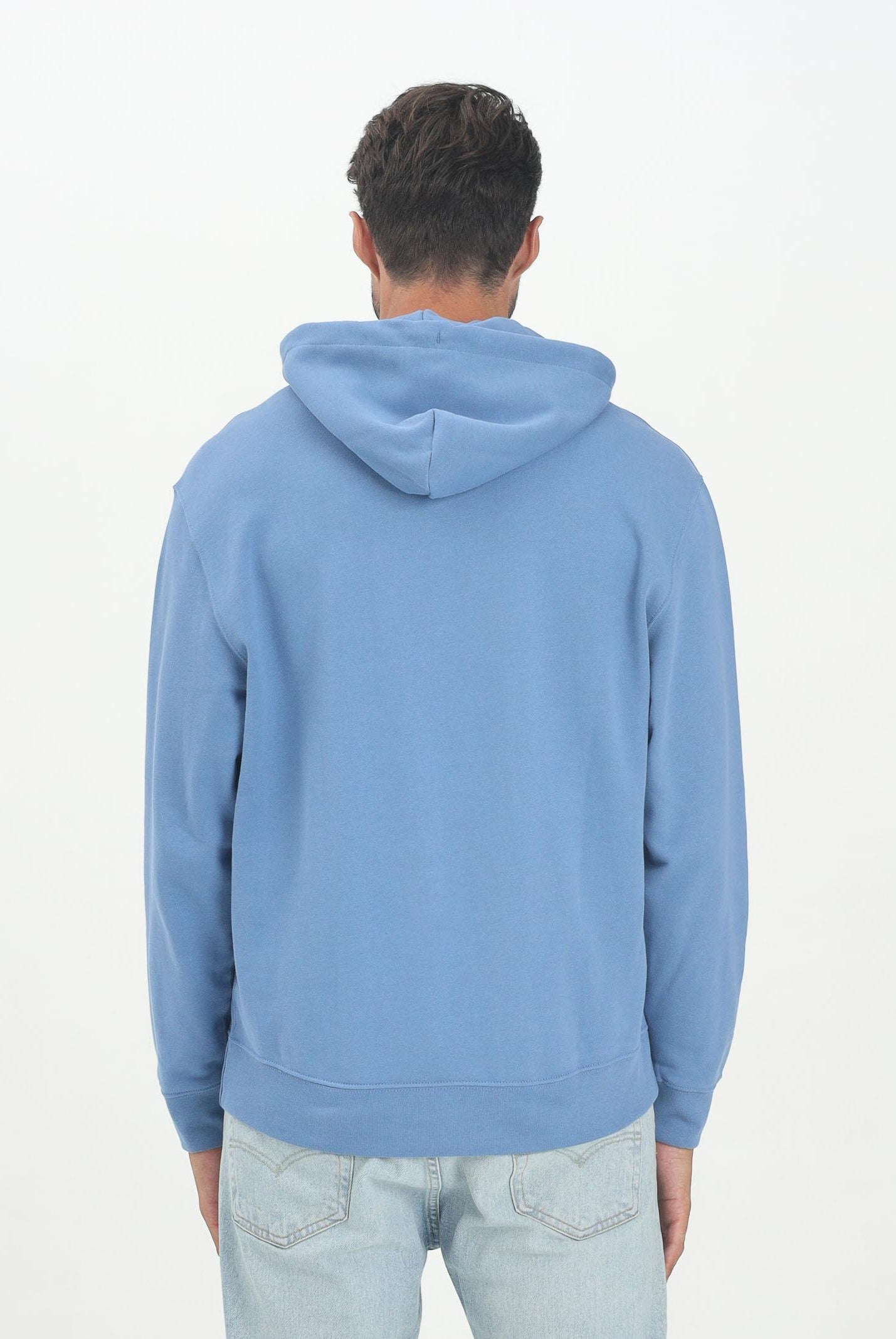 CALVIN KLEIN JEANS Felpa con cappuccio blu indaco da uomo con stemma logo LV04RC274G6PU CALVIN KLEIN JEANS