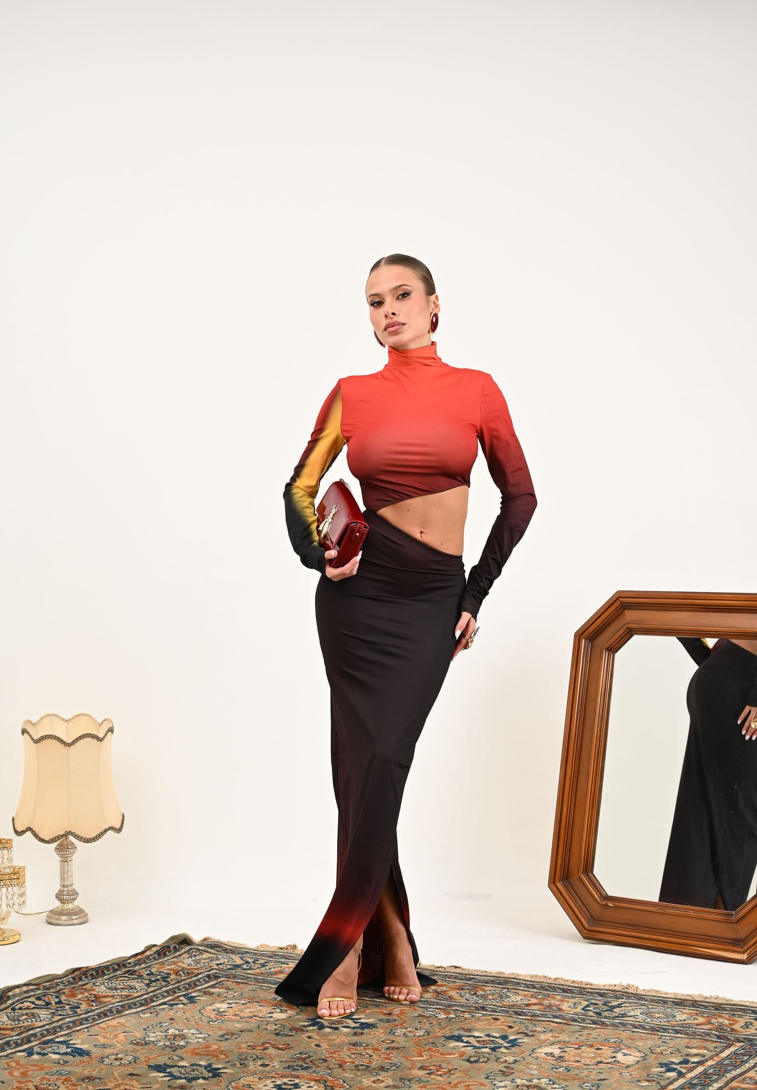 PATRIZIA PEPE Abito lungo multicolore da donna con cut-out 8A1537J342 FG33 PATRIZIA PEPE