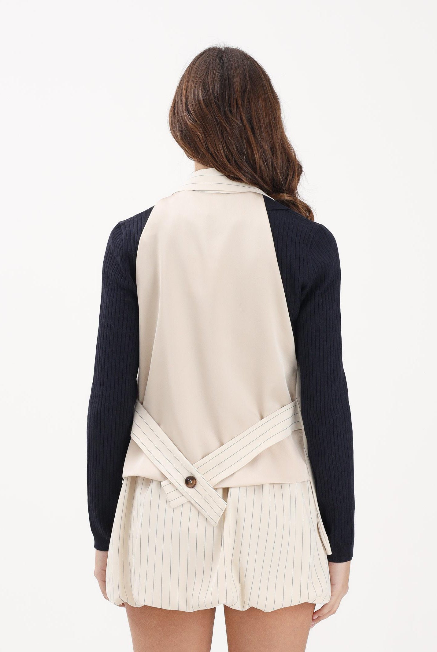 VICOLO Gilet panna da donna con motivo gessato TAB0101 ABFBU VICOLO