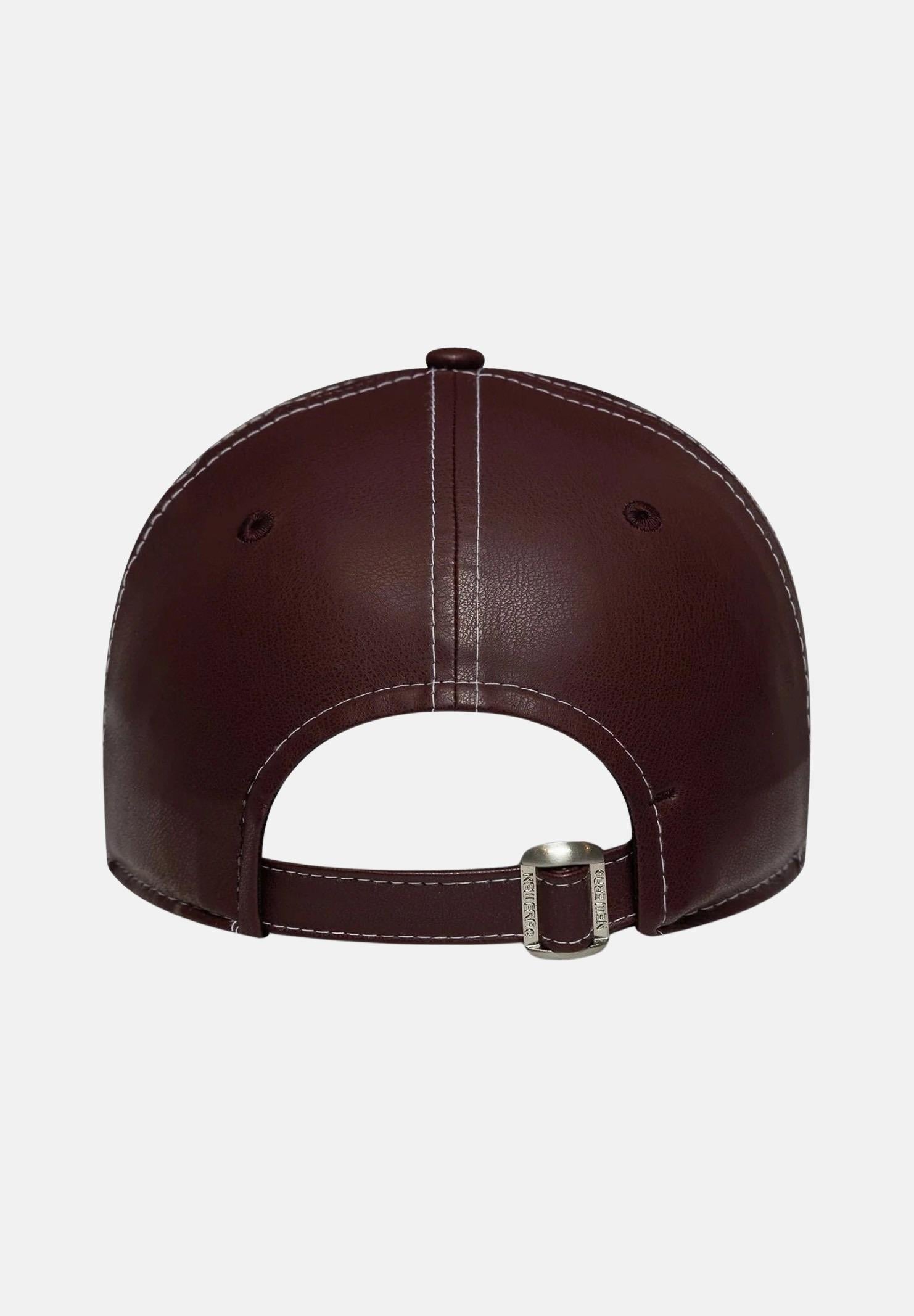 NEW ERA Cappello con visiera 9FORTY New York Yankees MLB Topstitch in ecopelle bordeaux per uomo e donna 60691322 NEW ERA