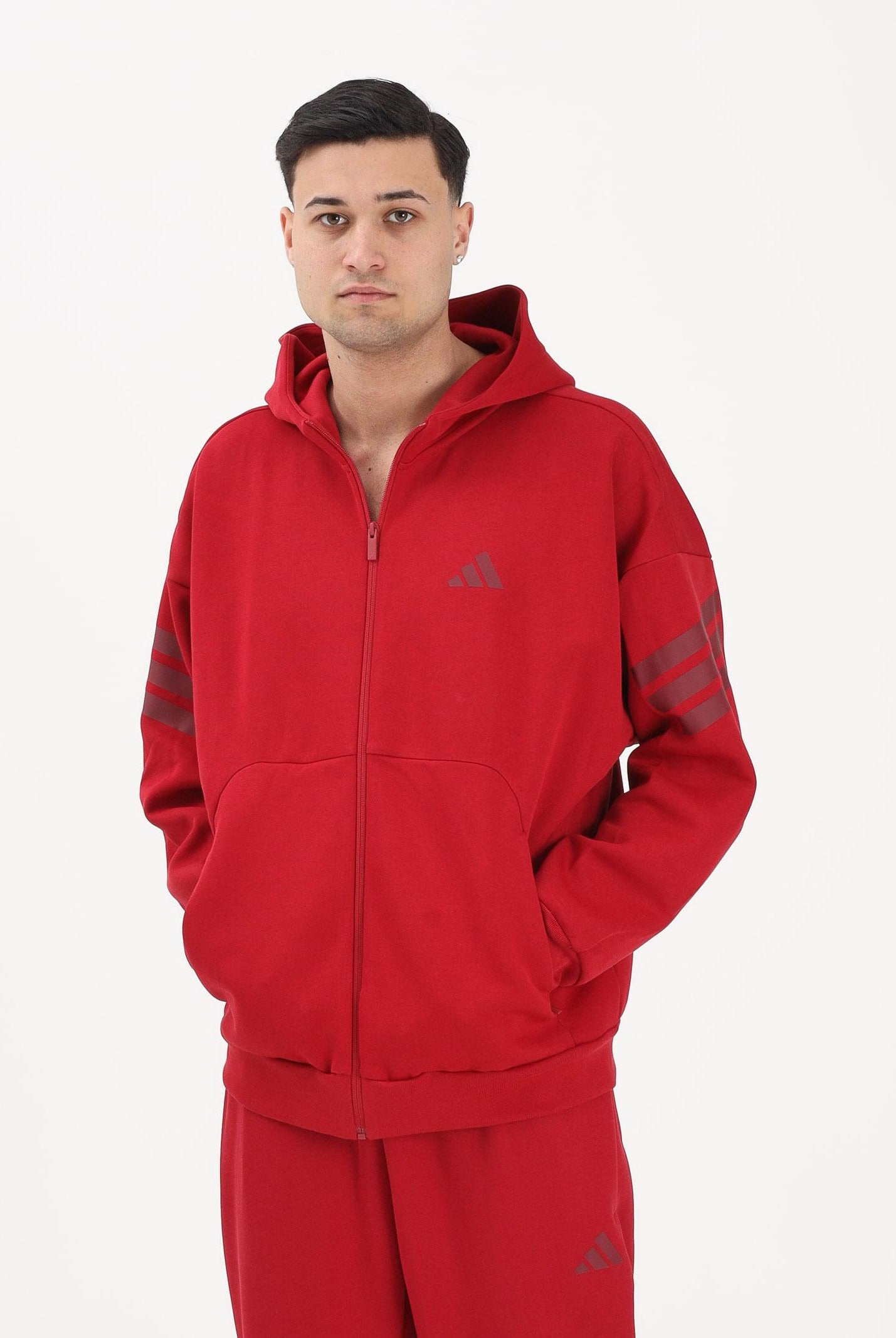 ADIDAS PERFORMANCE Felpa con zip Future Icons 3-Stripes Woven rossa da uomo KD5233 . ADIDAS PERFORMANCE