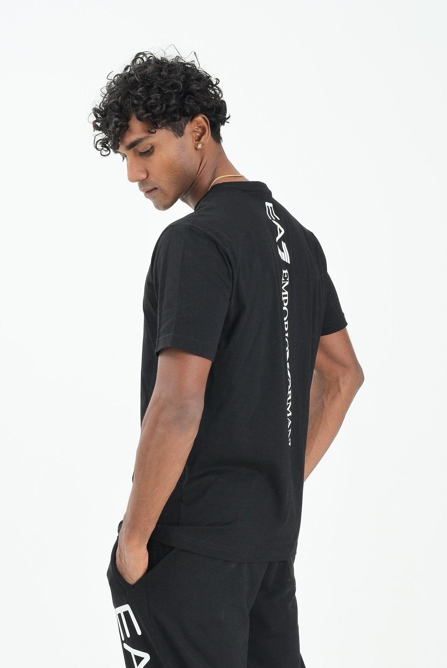 EA7 T-shirt a manica corta nera da uomo con stampa logo 7M000567AF10375 MC001 EA7