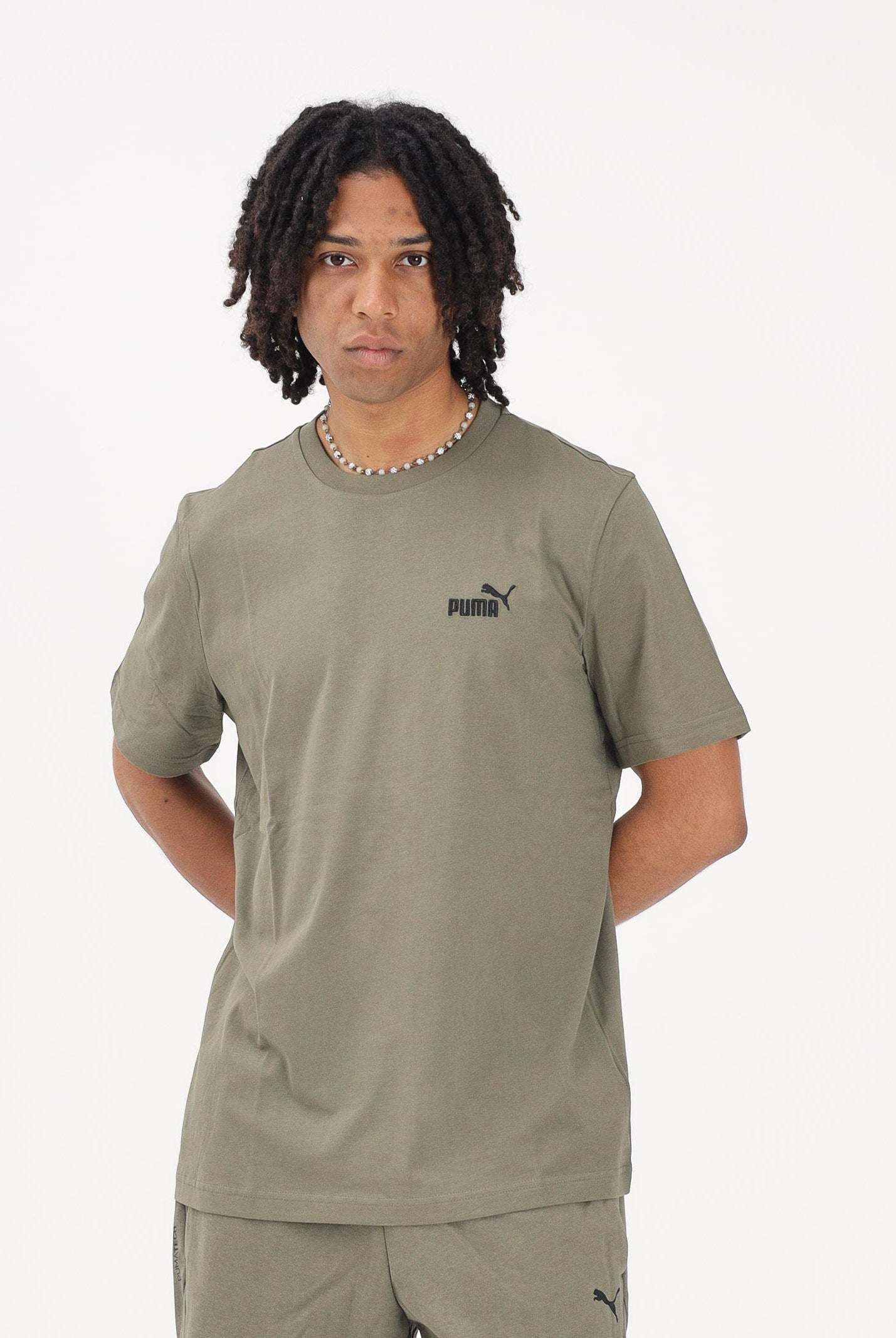 PUMA T-shirt a manica corta Ess Small No. 1 Logo verde militare da uomo 682535 81 PUMA