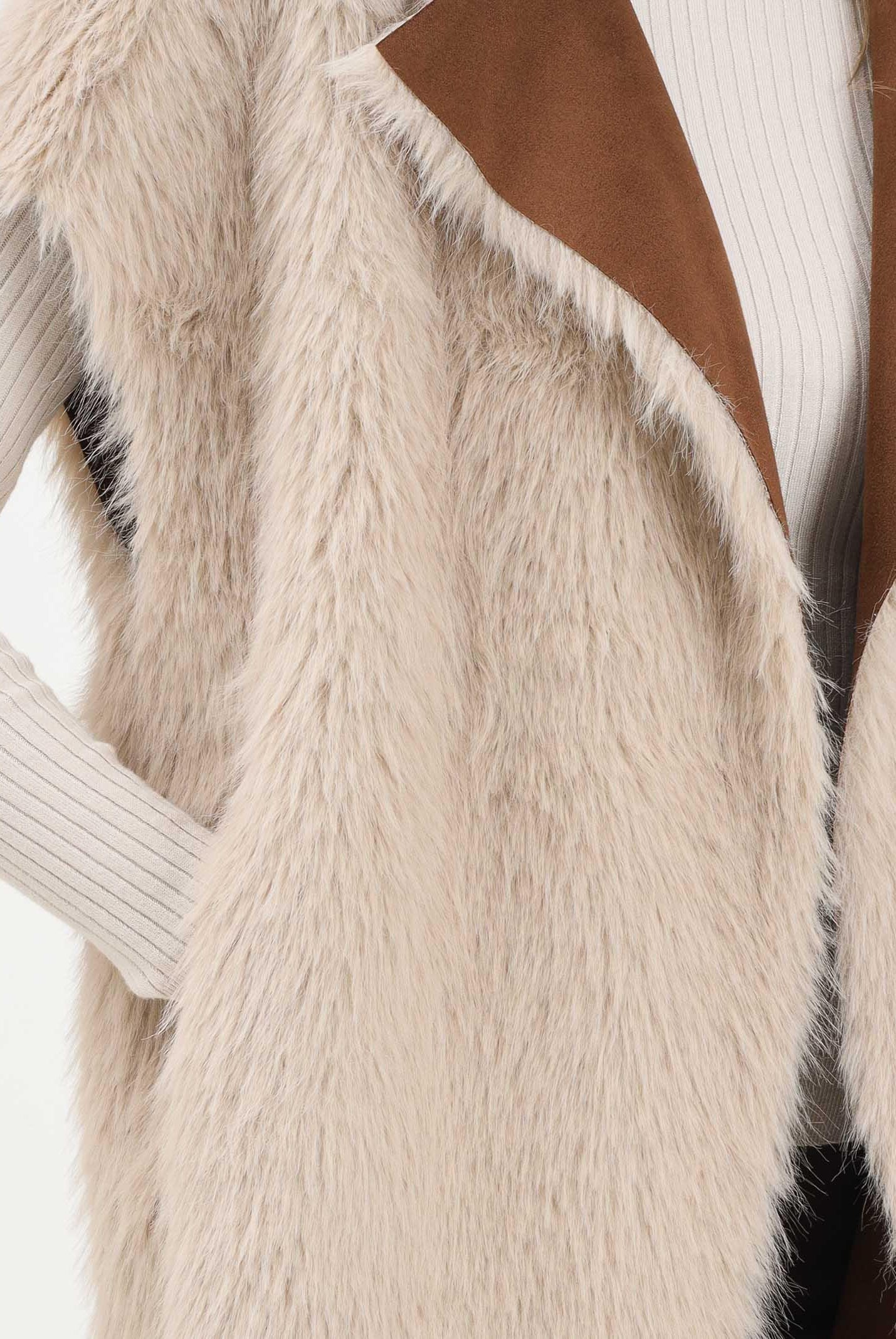 MEHRAN Pelliccia smanicata reversibile beige da donna 25235BRWBIS BRWBIS MEHRAN