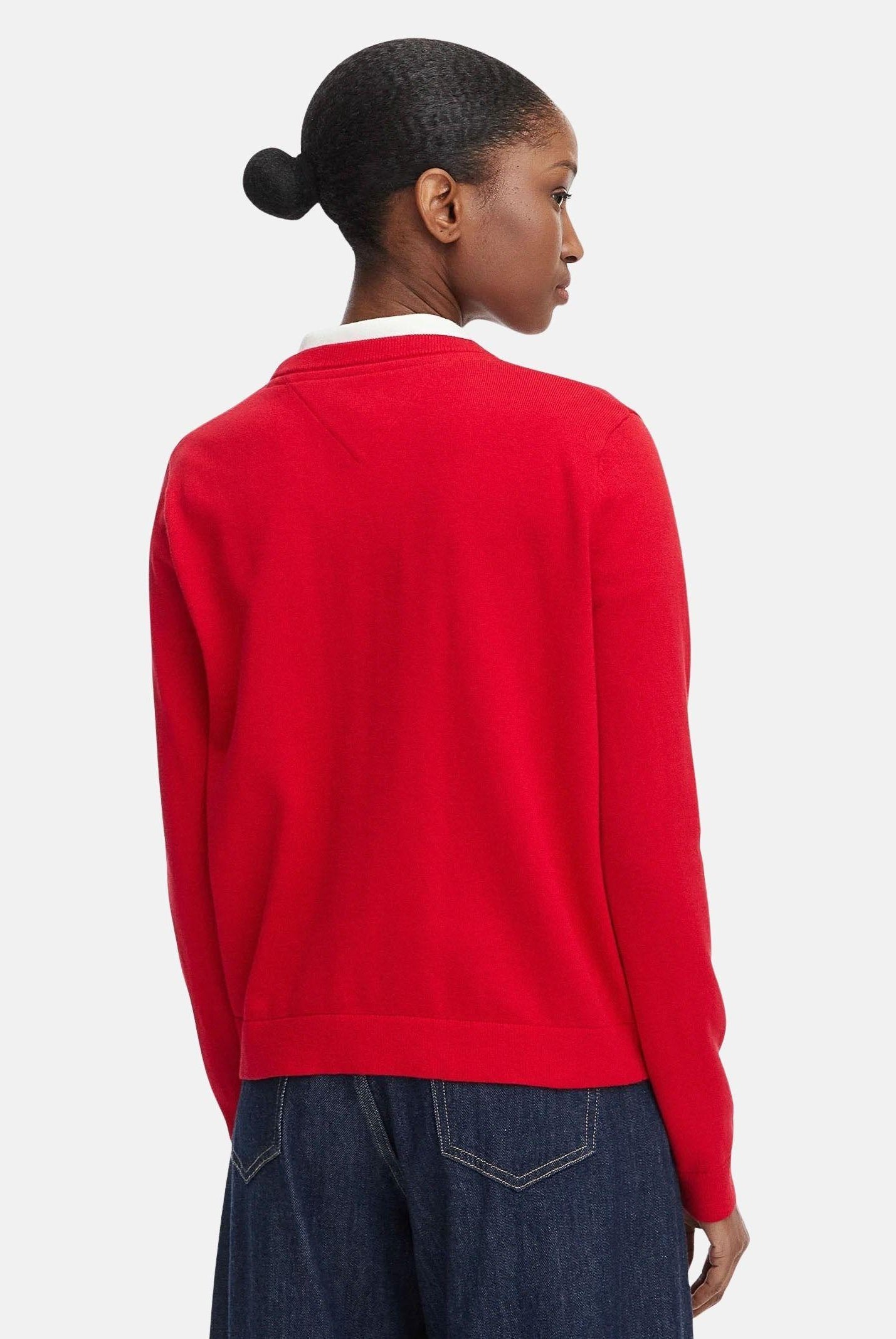 TOMMY JEANS maglia Essential con scollo a V Amaryllis Red rosso donna. DW0DW19888 XK9 TOMMY JEANS