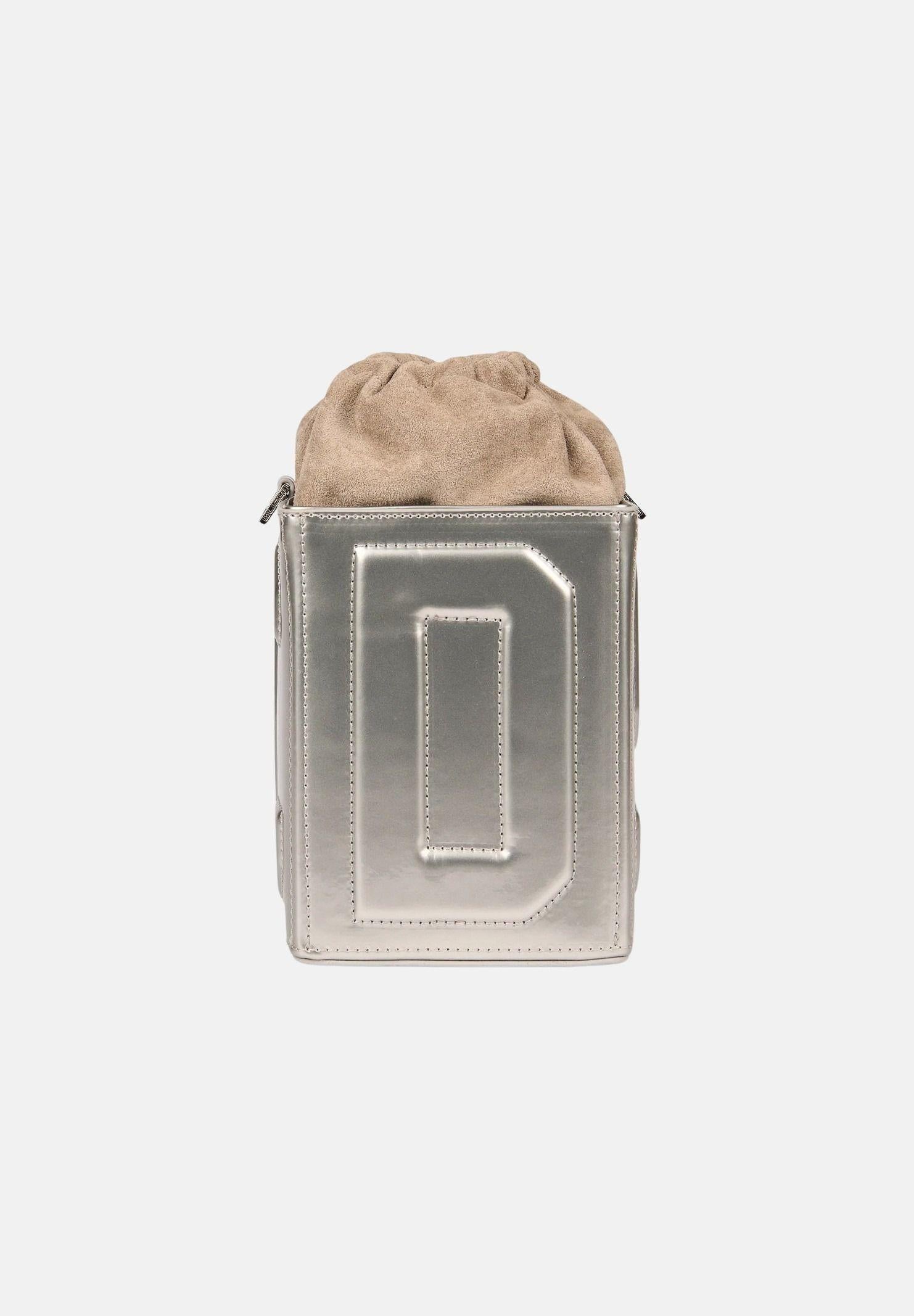 GCDS Borsa a mano argento da donna con logo GCDS in rilievo 3D GCDSD001 01 GCDS