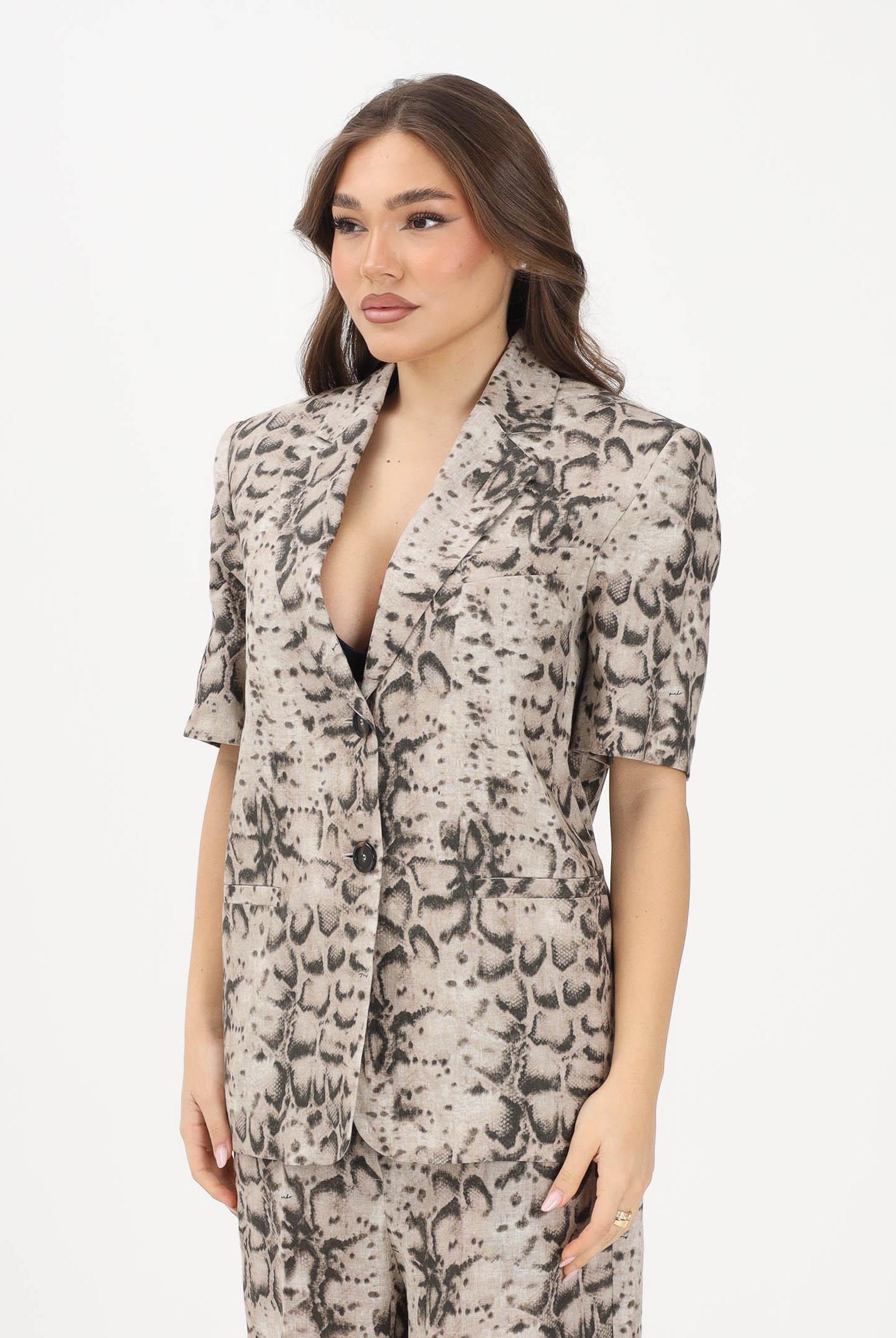 PINKO Giacca a manica corta beige da donna con stampa snake 106879A3BL CZ9 PINKO