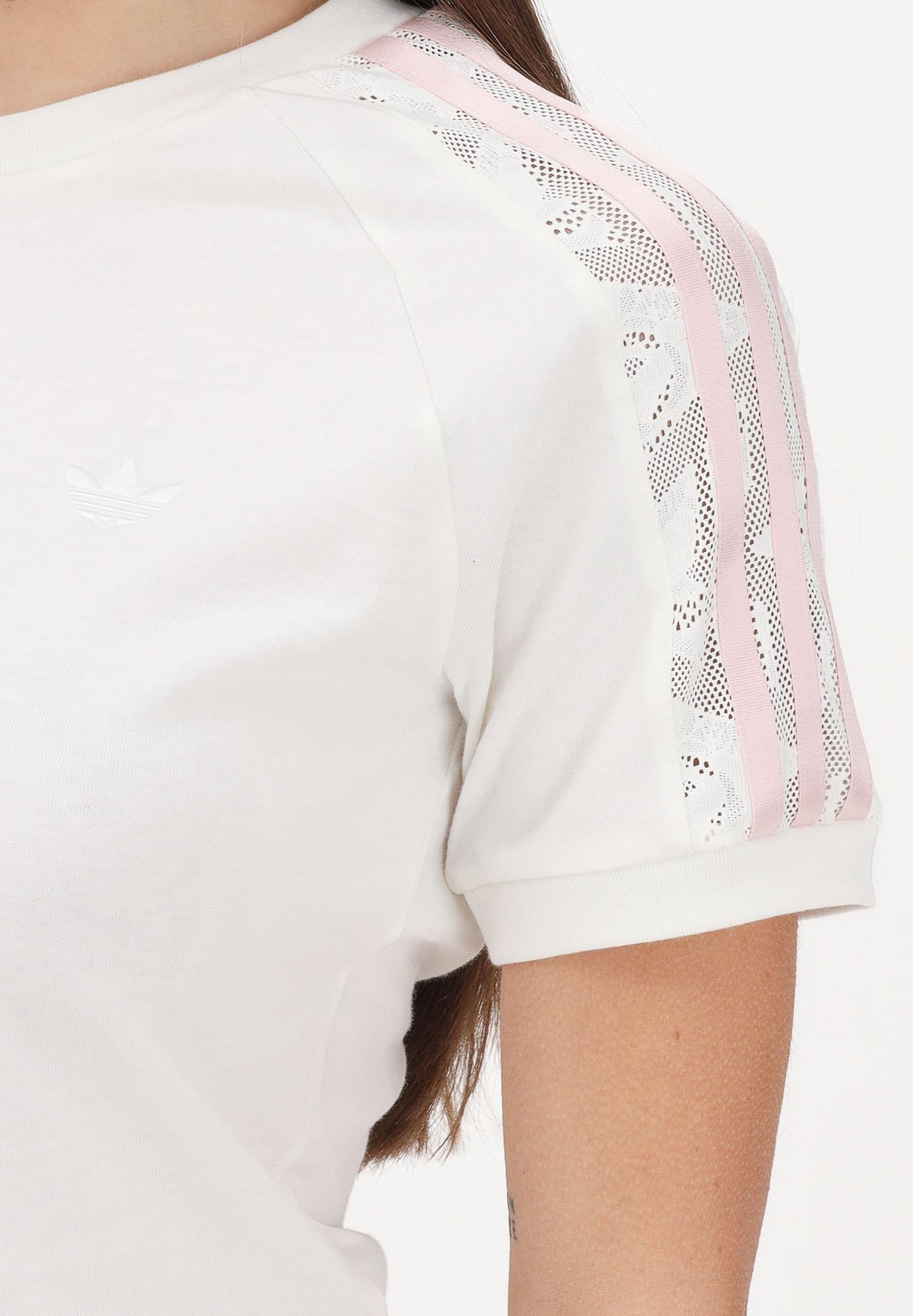 ADIDAS ORIGINALS T-shirt a manica corta LACE CALI bianca da donna KG3609 . ADIDAS ORIGINALS
