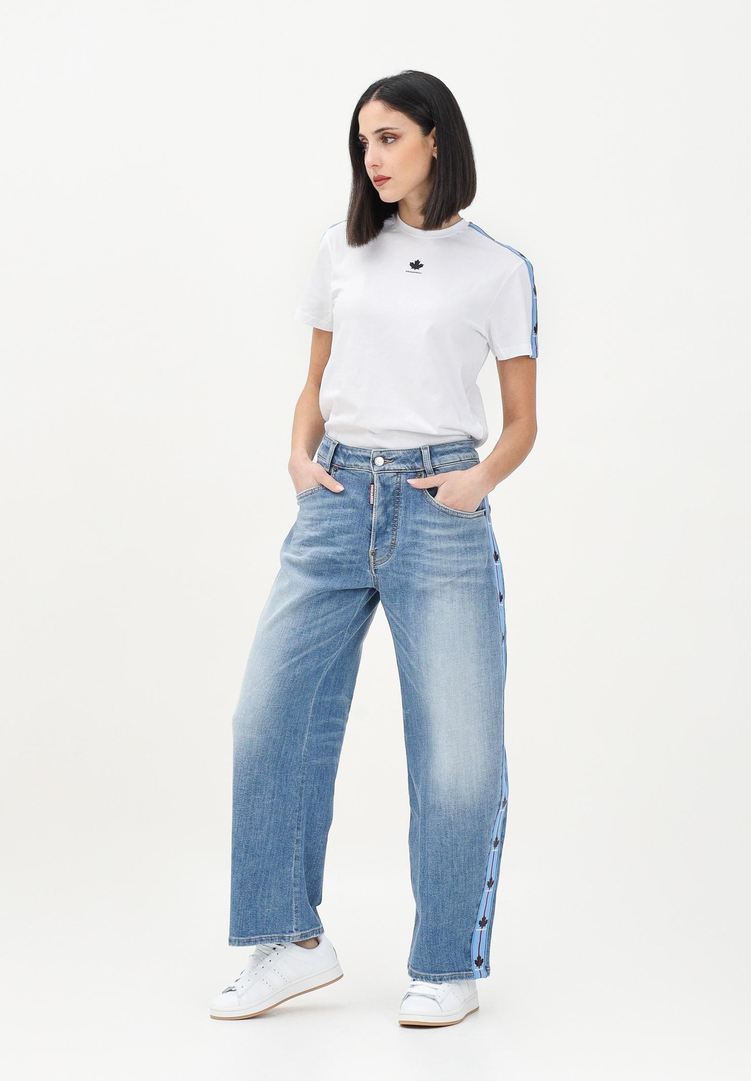 DSQUARED2 Jeans in denim per donna, ragazzi e bambini con bande logate DQ2820D0AC1 DQ01 DSQUARED2