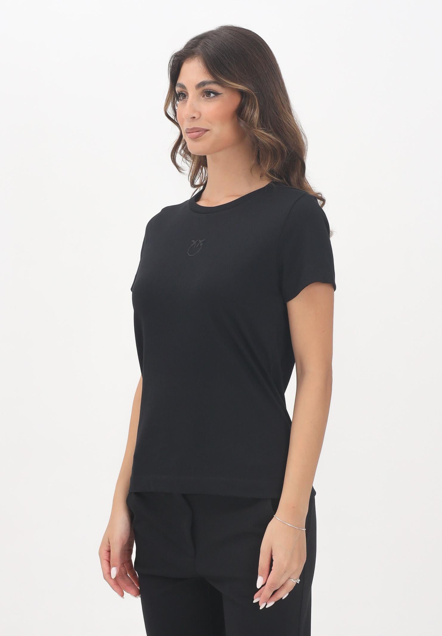 PINKO T-shirt a manica corta nera da donna con logo 100355A2RD Z99 PINKO