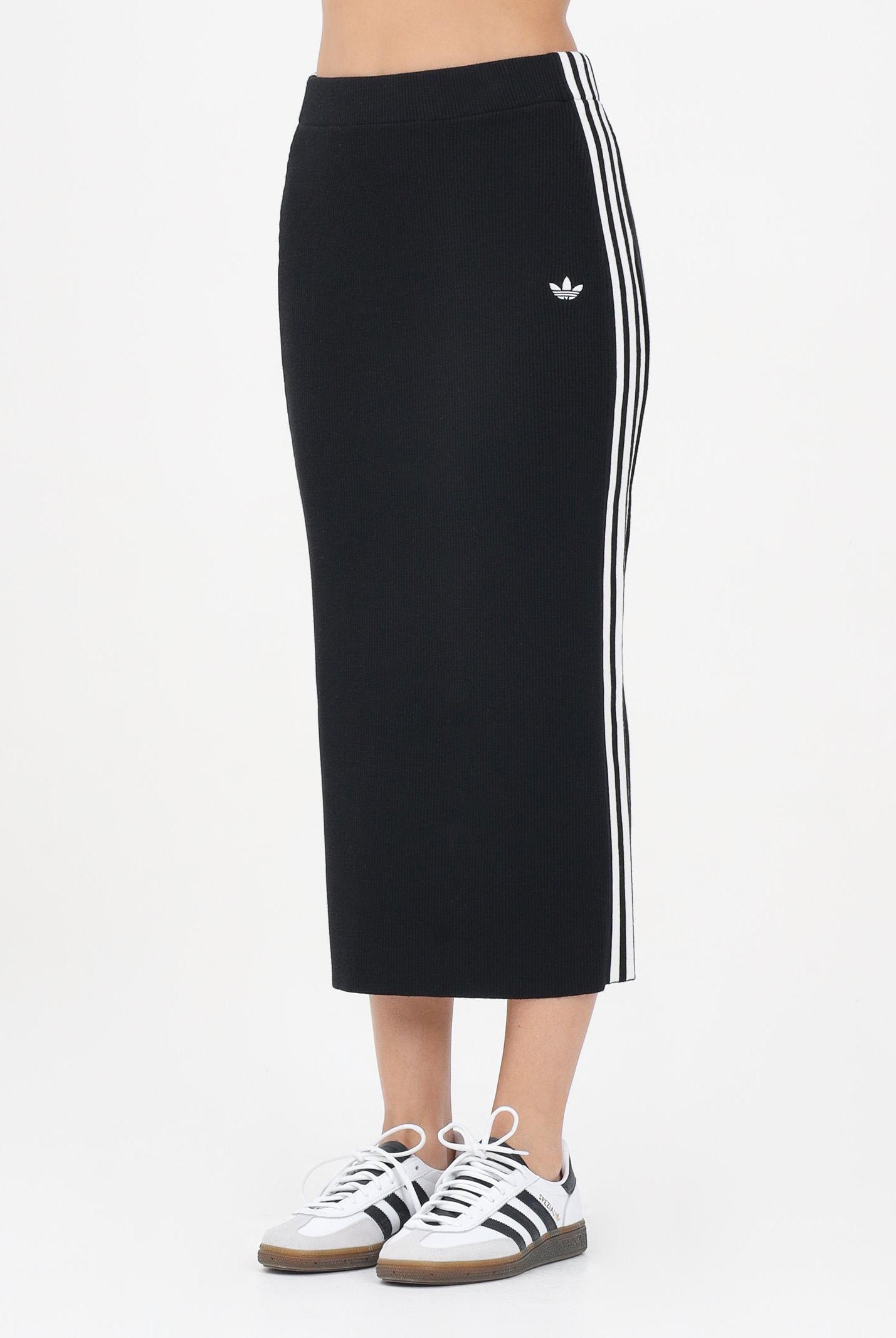 ADIDAS ORIGINALS Gonna midi adicolor Knit 3-Stripes nera da donna JW2661 ADIDAS ORIGINALS