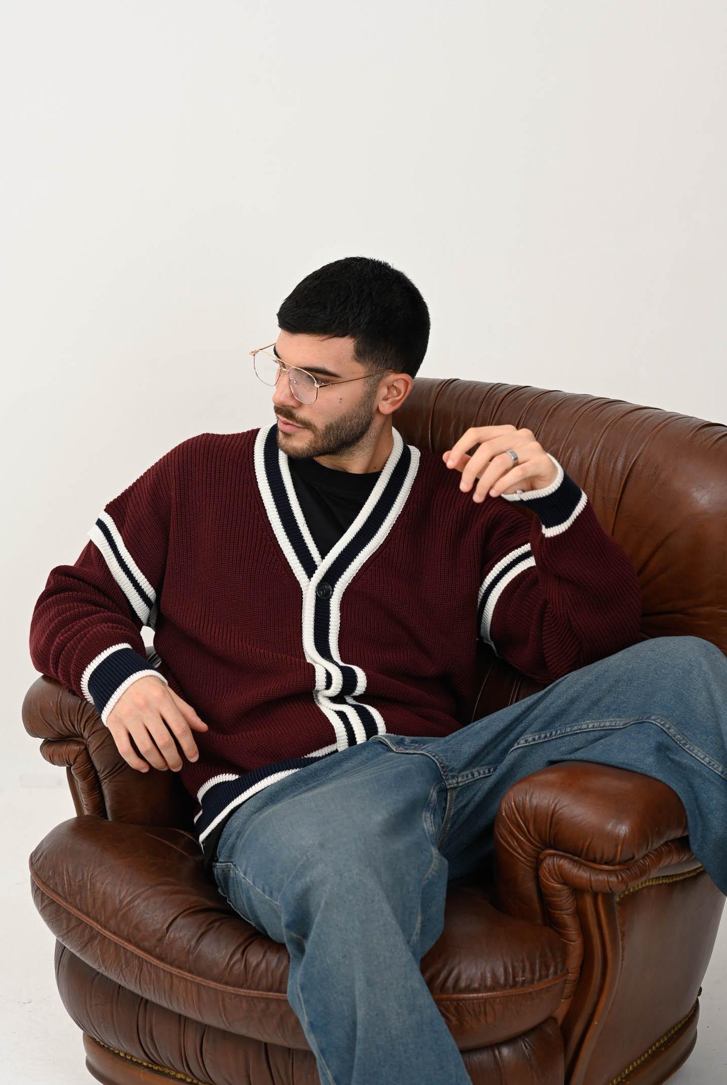 GCDS Cardigan College bordeaux per uomo e donna B2EM1800KI3 49 GCDS
