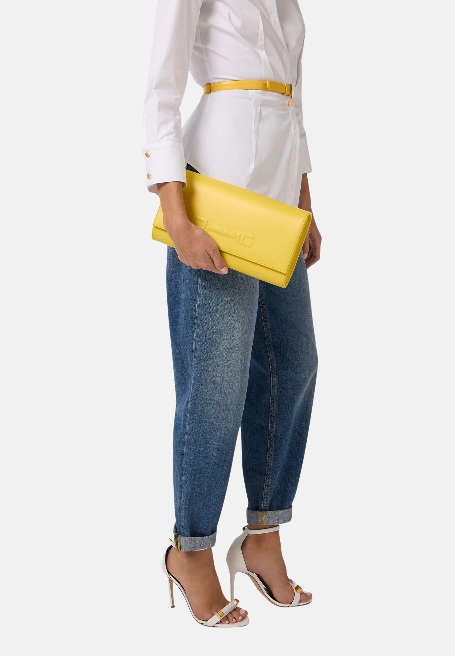 ELISABETTA FRANCHI Pochette gialla da donna realizzata in vera pelle BS99A61E2 EV4 ELISABETTA FRANCHI