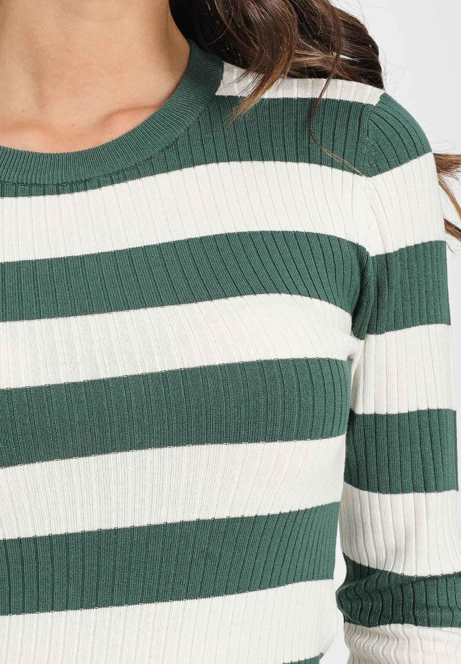 JDY Maglioncino girocollo a righe verdi e panna da donna 15277223 TrekkingGreen JDY