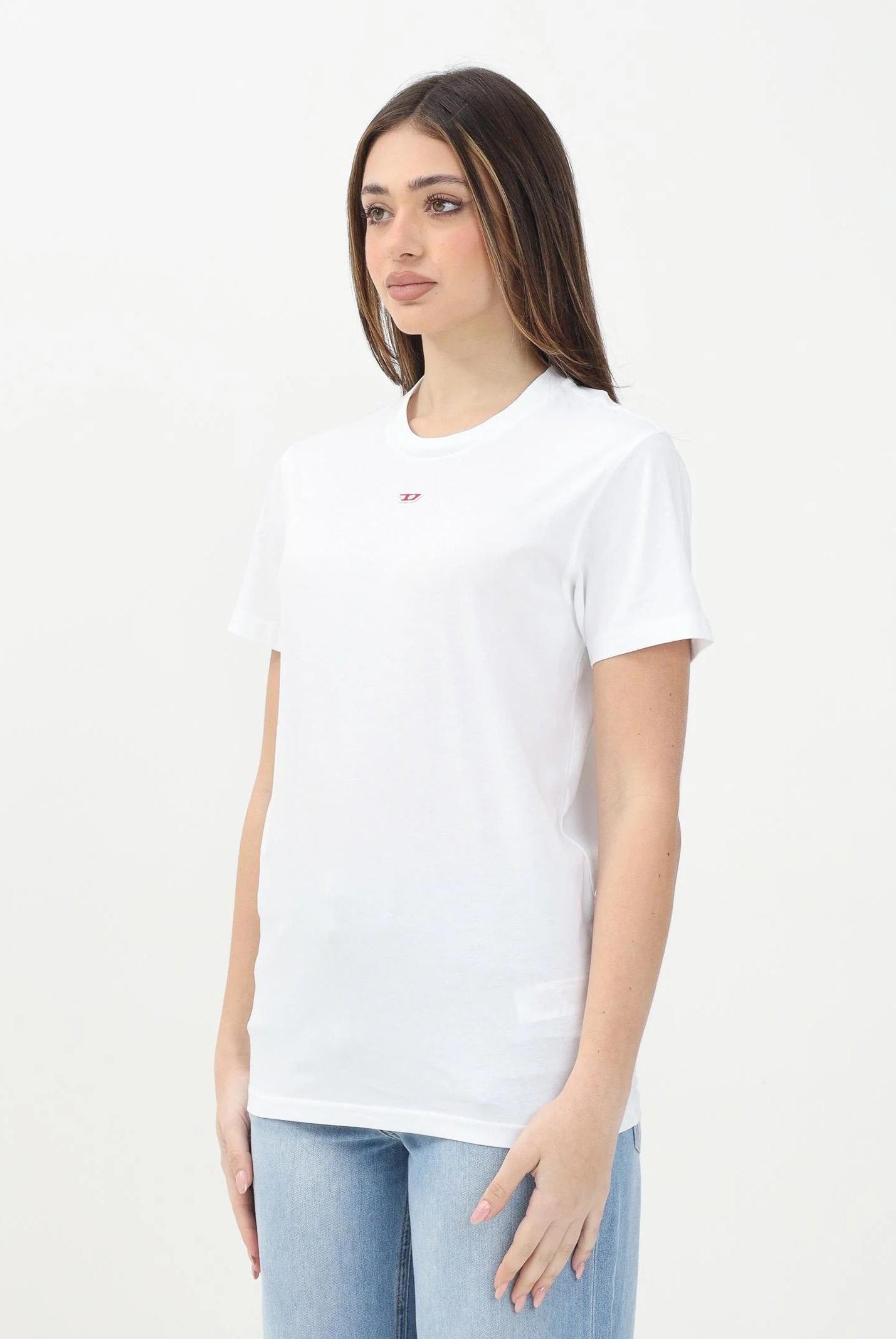 DIESEL T-shirt a manica corta Tdiegord bianca per donna, ragazzi e bambini J022370GRAI K100 DIESEL