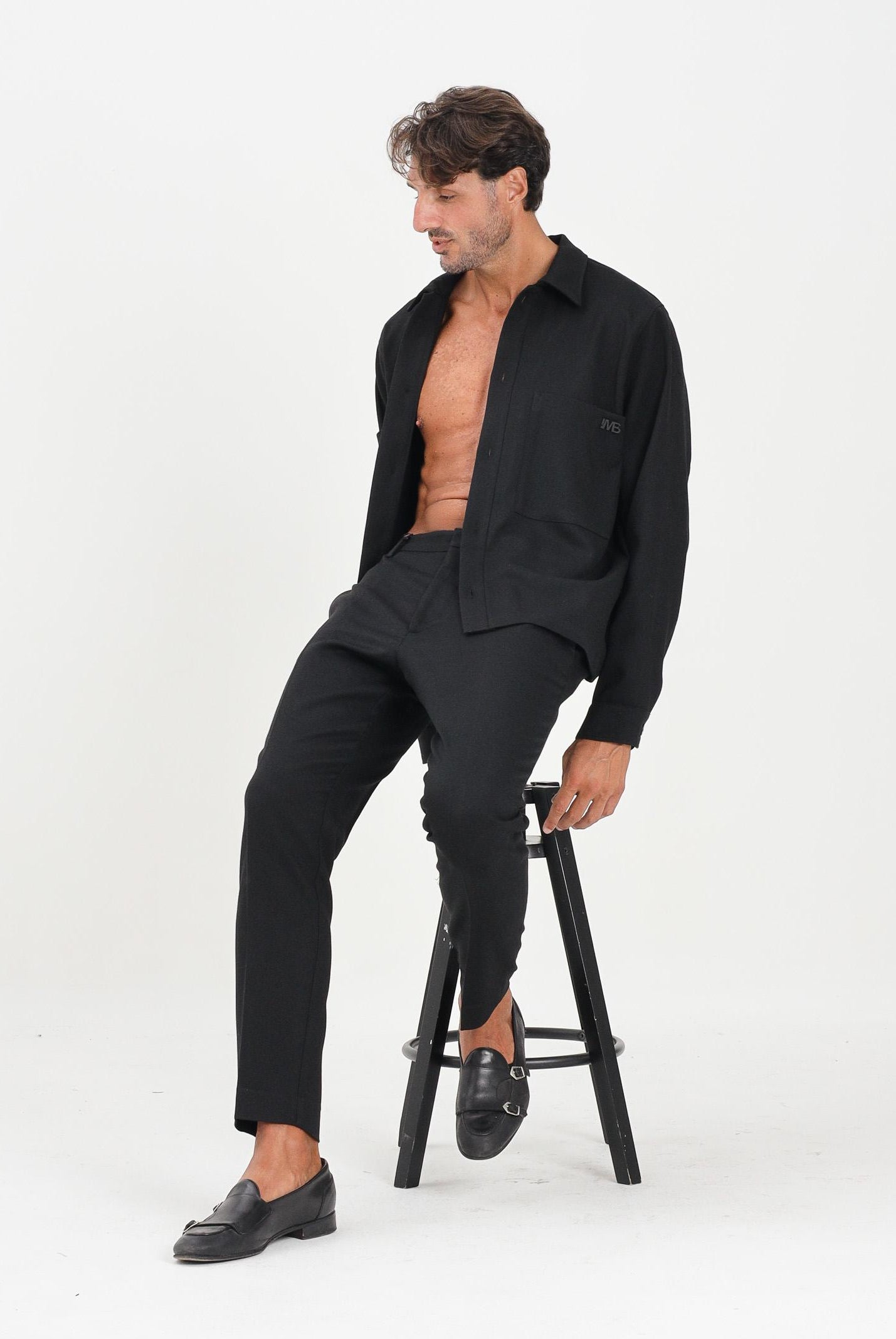 I'M BRIAN Camicia nera da uomo con applicazione logo CA3449 009 I'M BRIAN