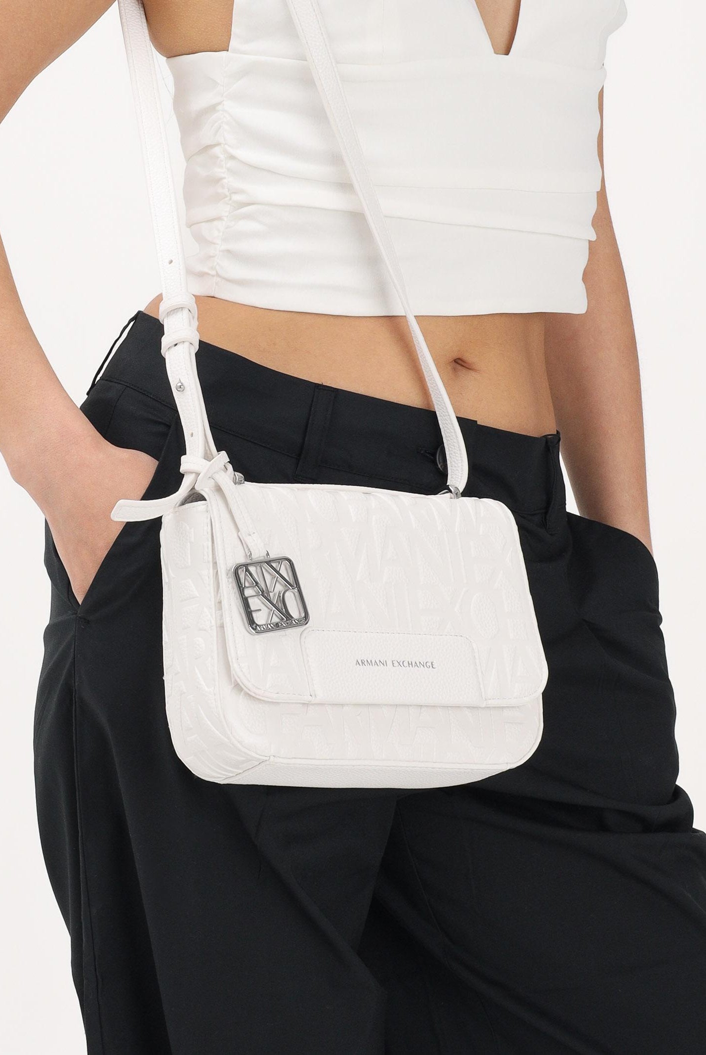 ARMANI EXCHANGE Borsa a tracolla bianca da donna con logo XW001577AF15774 U0011 ARMANI EXCHANGE