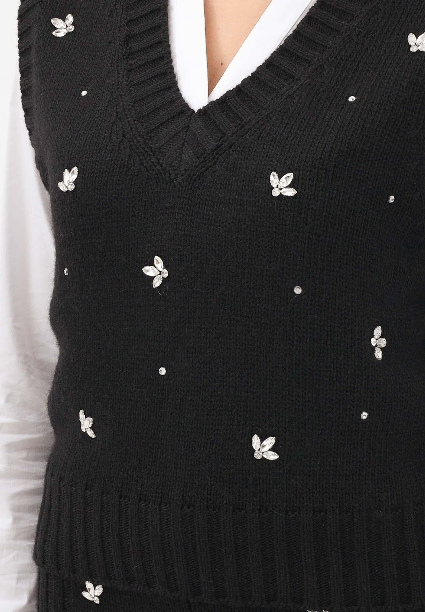 VICOLO Gilet nero da donna con dettagli gioiello 55155F NE VICOLO