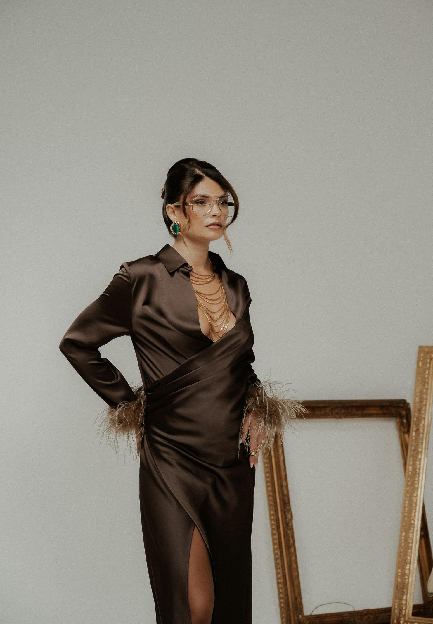 SANTAS Abito lungo DIVINE marrone da donna PV2614 MA SANTAS