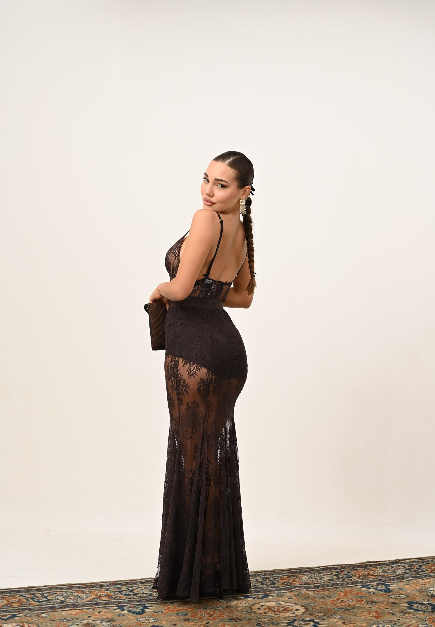 SANTAS Body RADIANCE marrone da donna con ricamo in pizzo floreale PV2615 MA SANTAS