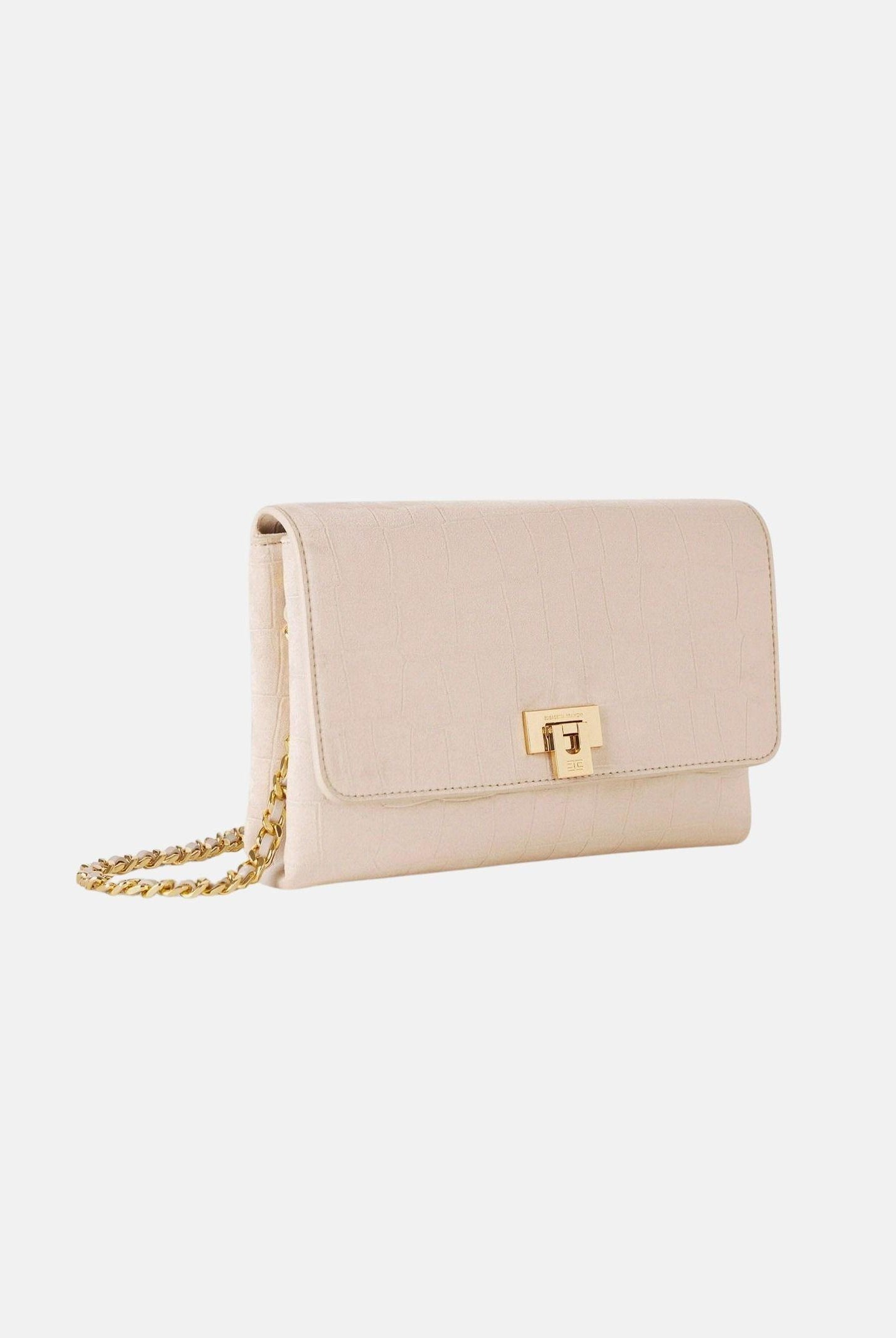 ELISABETTA FRANCHI Pochette vaniglia da donna realizzata in suede BS64A61E2 135 ELISABETTA FRANCHI